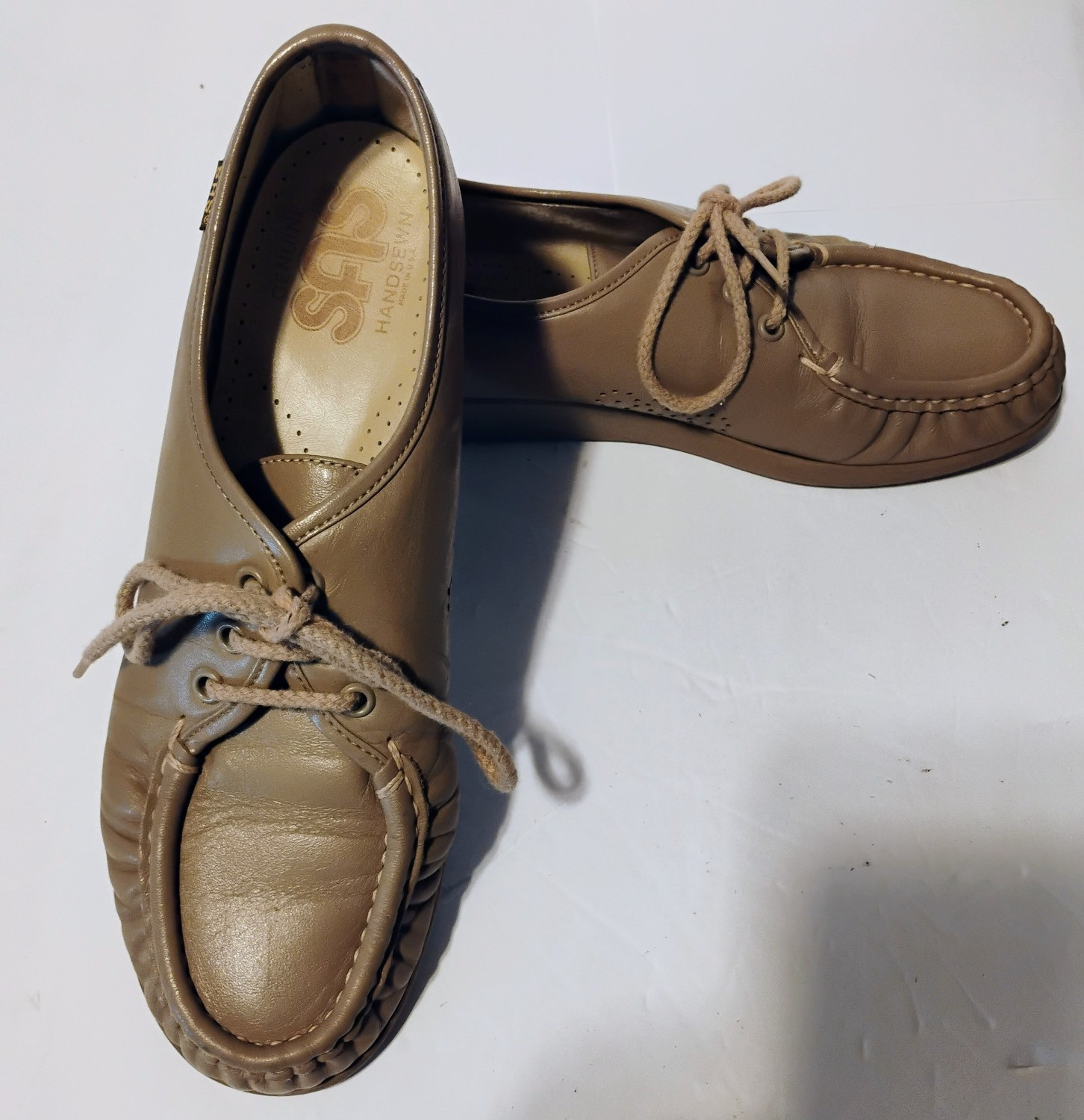 SAS Siesta Loafers Womens Size 8.5 M Mocha Brown Leather Handsewn Comfort Shoes