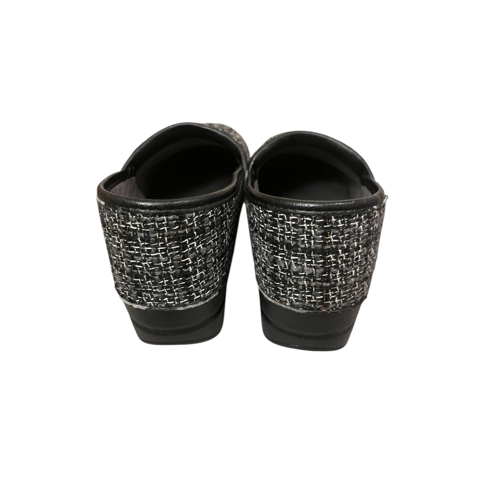 DANSKO Black/White/Gray Textured Fabric Clogs Shoes Women’s 40 Vegan