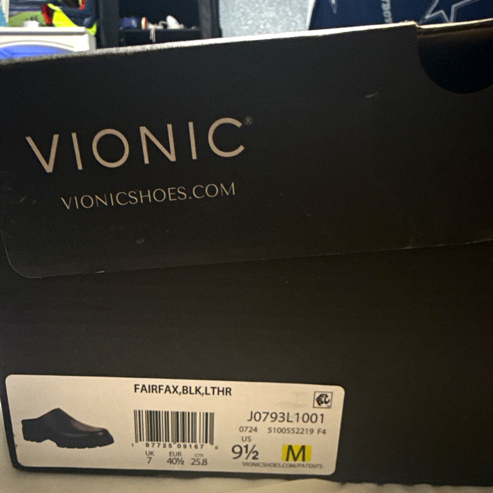 Vionic Fairfax Women’s Black Leather Slip-On Clog 9.5 M Comfort J0793L1001