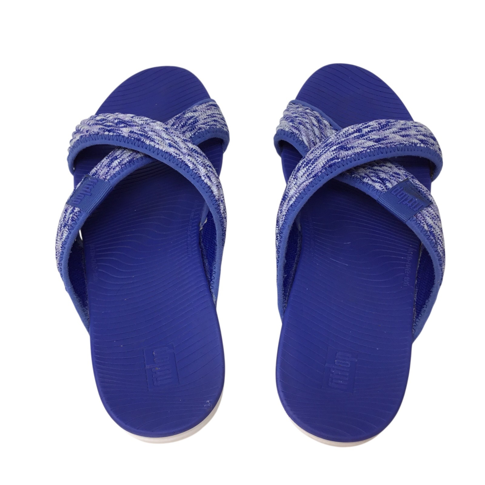 FitFlop Artknit Criss Cross Sandals Slides Comfort Lightweight Blue 085-671