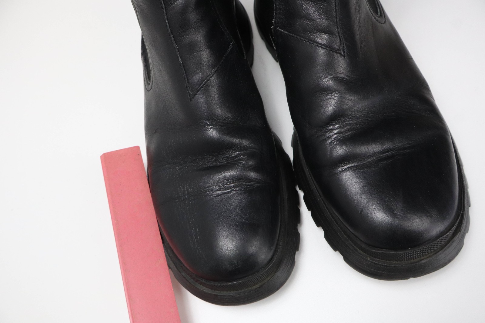 PRADA Shoes Womens (EU) 40 Leather Black High Top Round Slip On Boots