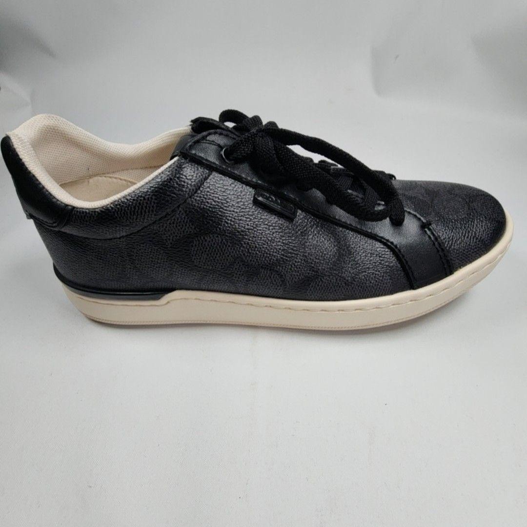 Coach Signature Shoes Womens Size 8.5 Black Casual Walking Sneakers Comfort