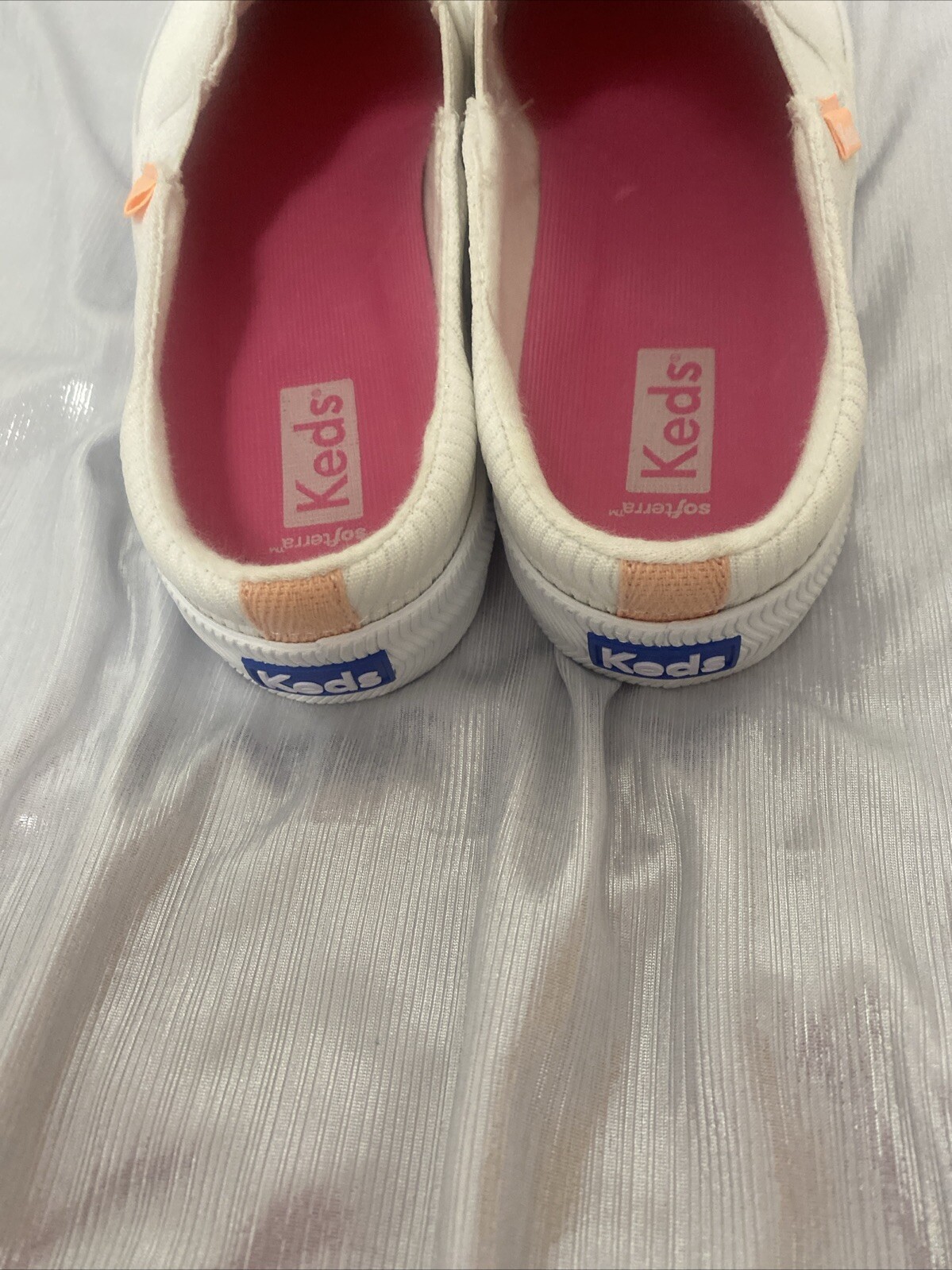 Keds Softerra Size 7.5 White Swirly Pattern Mule Tennis Shoe See Note