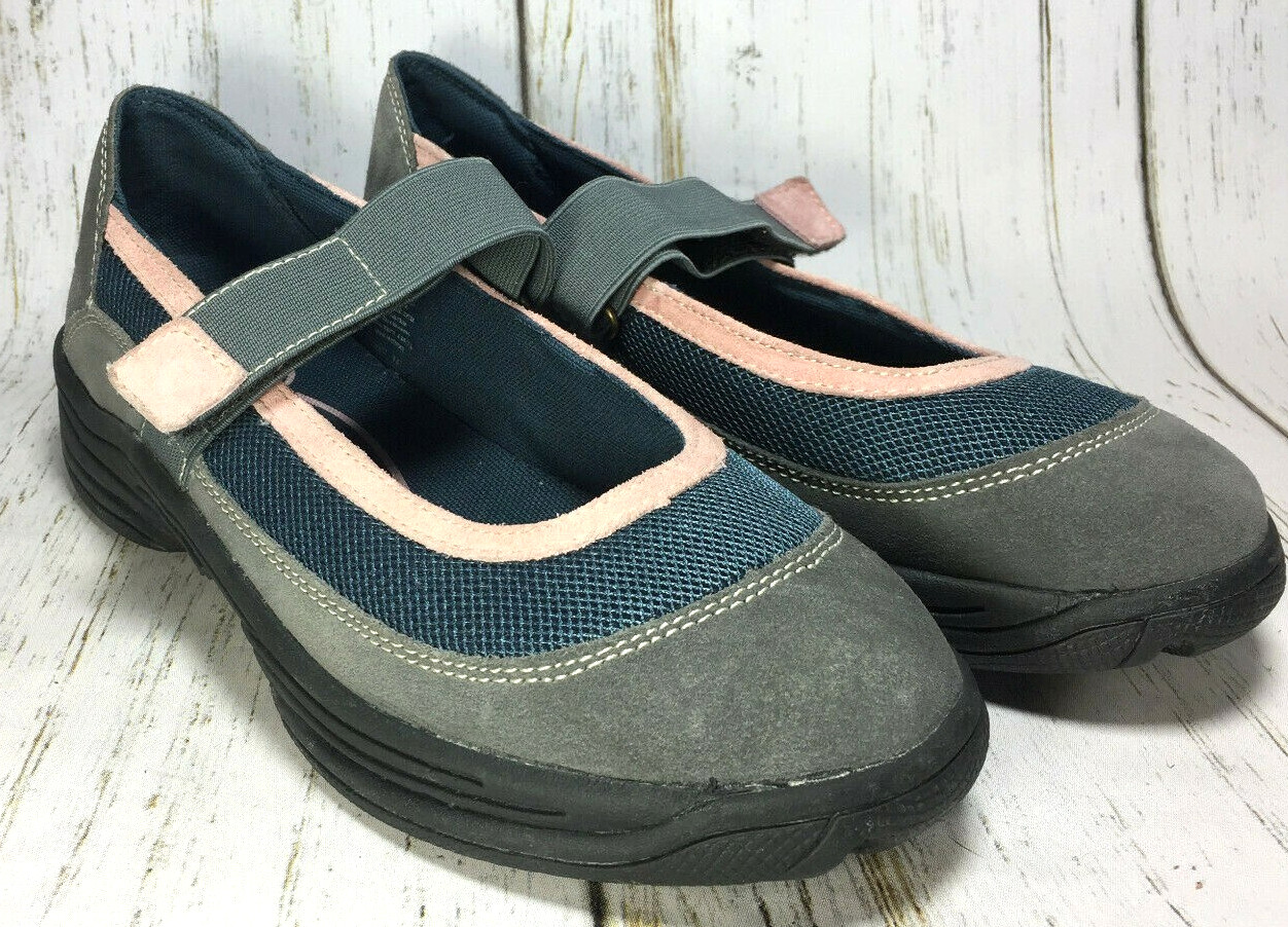 Rockport Mary Jane Grey Pink Suede and Textile Women’s Shoes Size 7 M Comfort