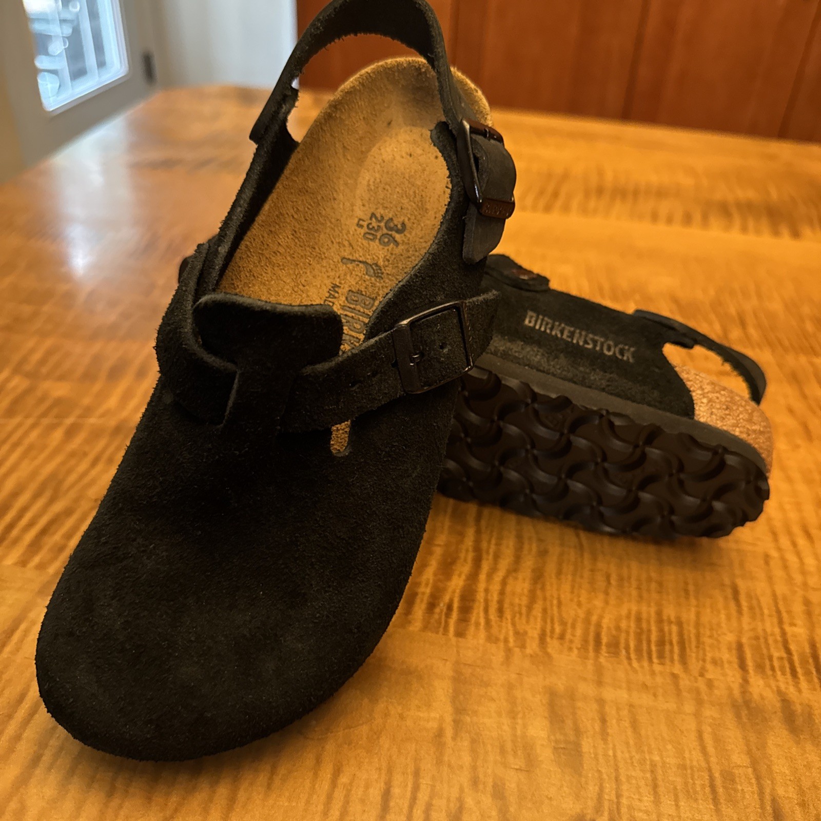 Birkenstock Tokio Size US 5-5.5 EU 36 Clog Mules Shoes Black Suede