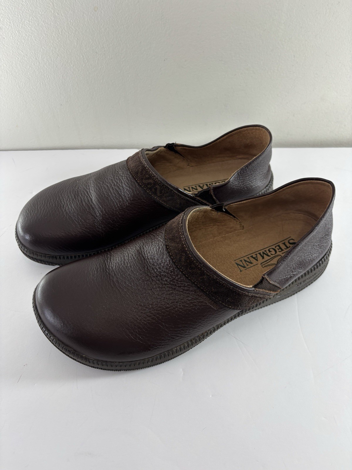 Stegmann Clogs Womens 10 Brown Textured Leather Cork Slip On Portugal