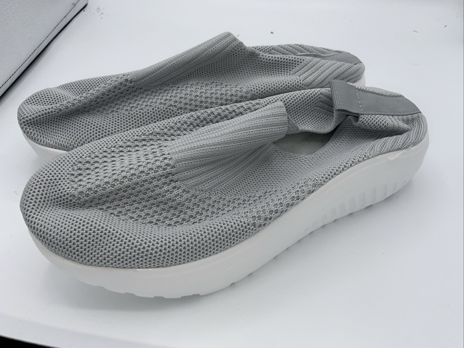 Women’s Lightweight Walking Shoes Breathable Slip On, Grey, Size 12.5