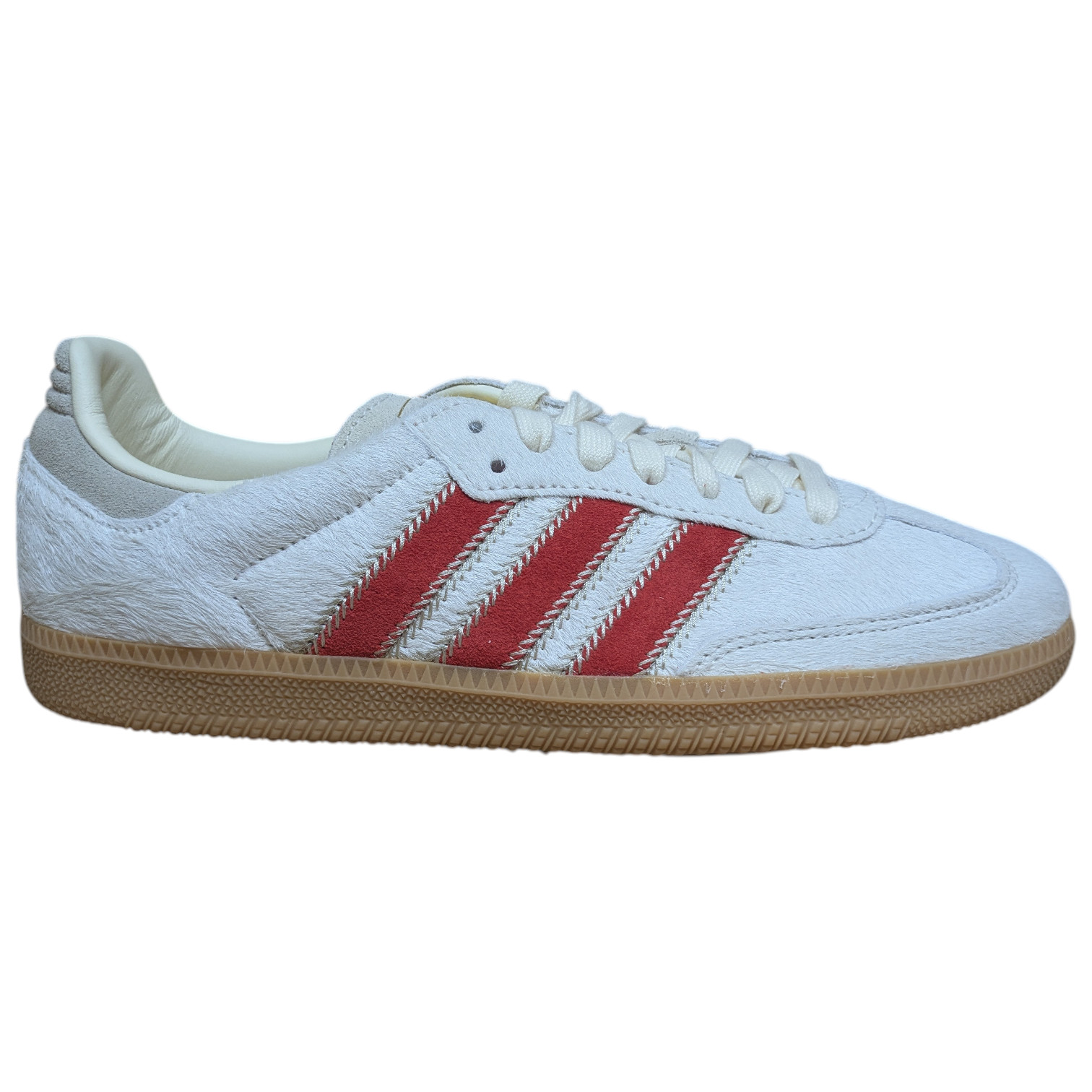 Adidas Women’s Pony Hair Samba OG Sneakers – Beige/Scarlet – US Sizes – JS3935