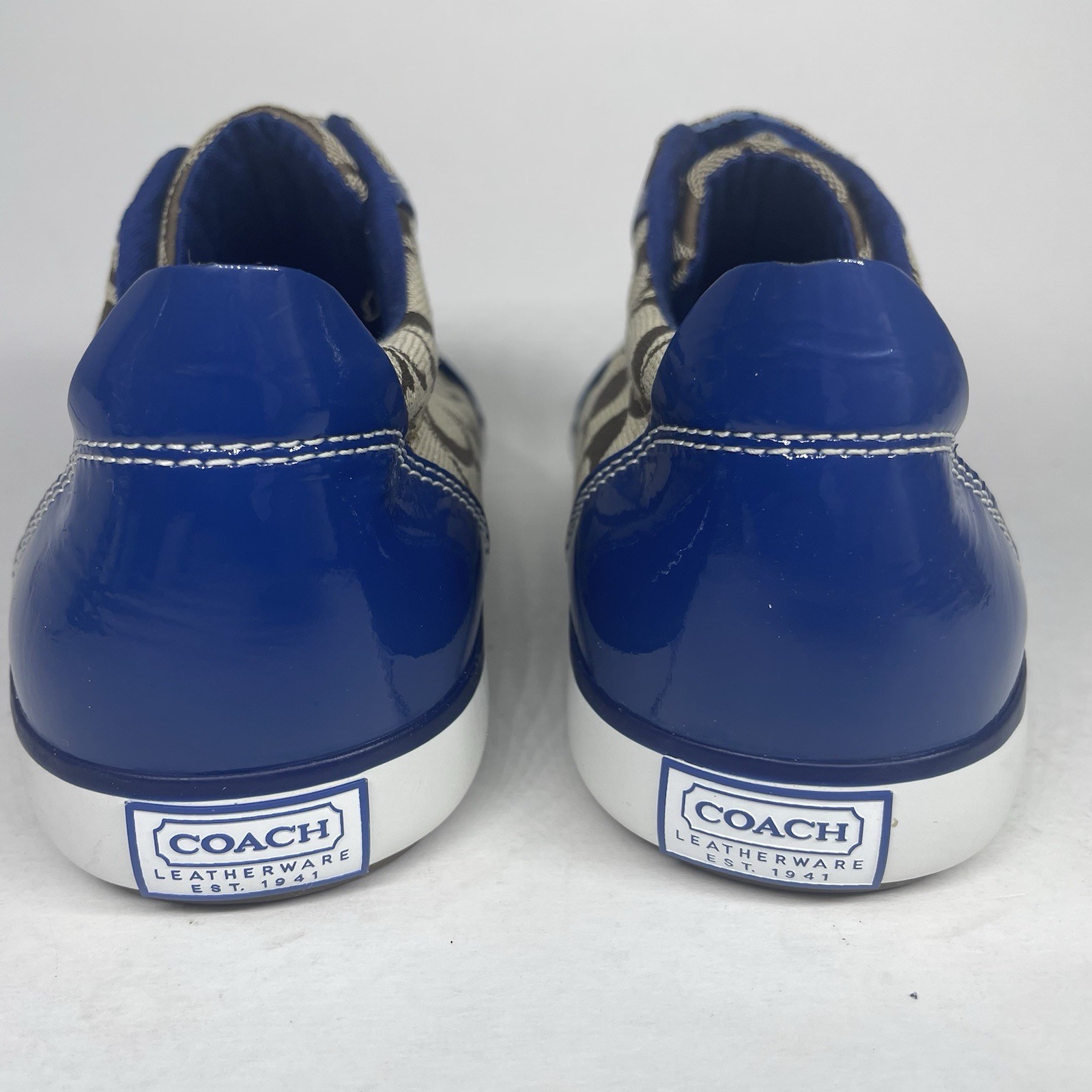 Vintage Coach Britt Sneakers Signature Canvas Blue Patent NOS Deadstock Size 7