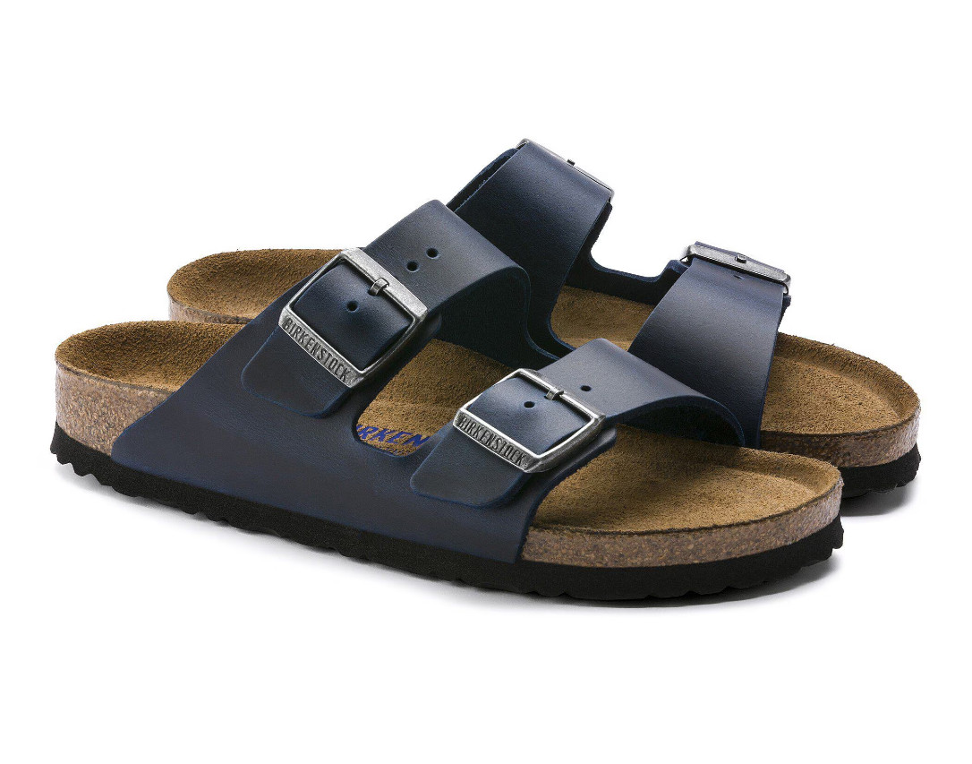 BIRKENSTOCK Arizona Blue Oiled Leather Unisex Comfort Clog Sandals (Wide/Narrow)