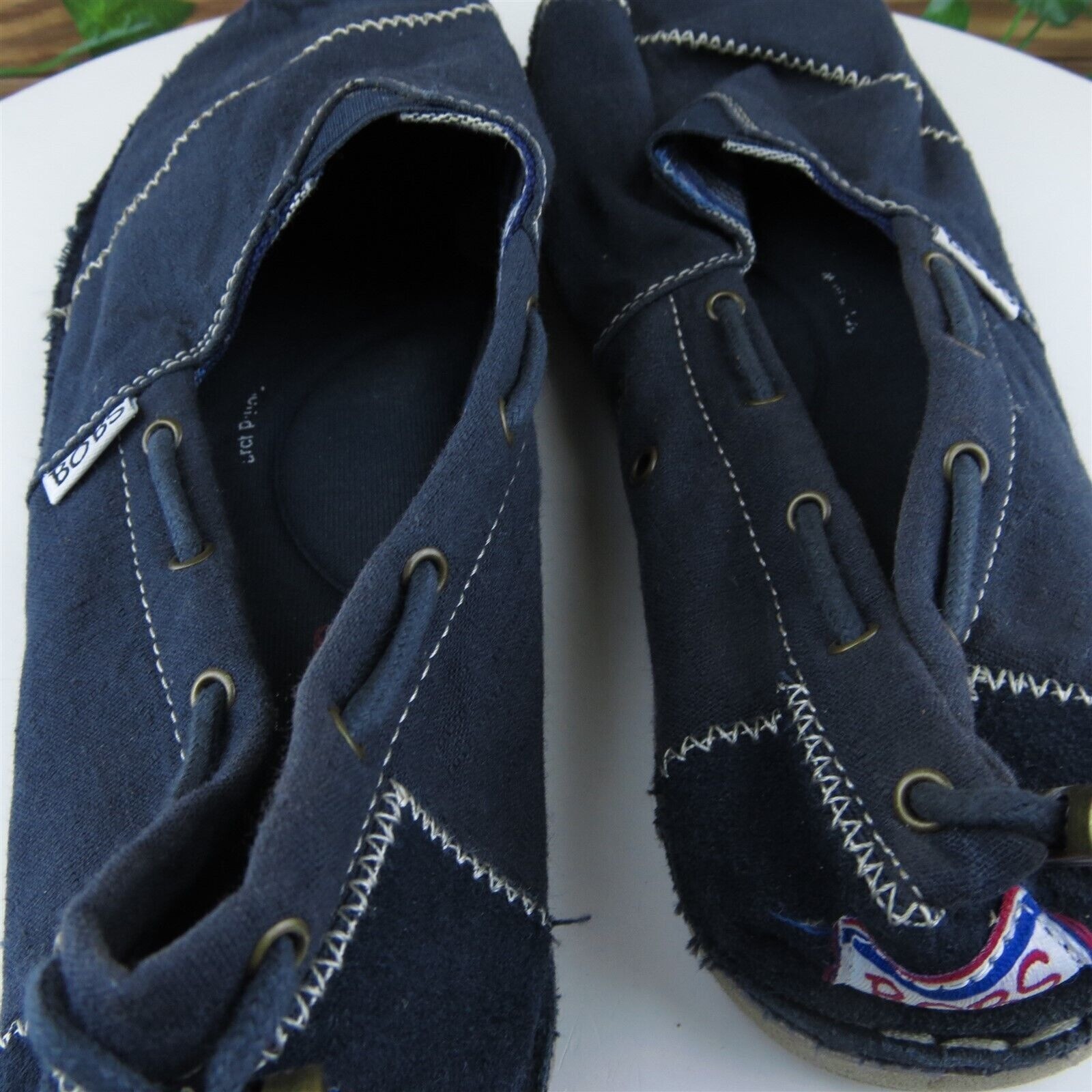 Bobs By Skechers Size 8.5 Slip-On Blue Fabric Medium Drawstring Women
