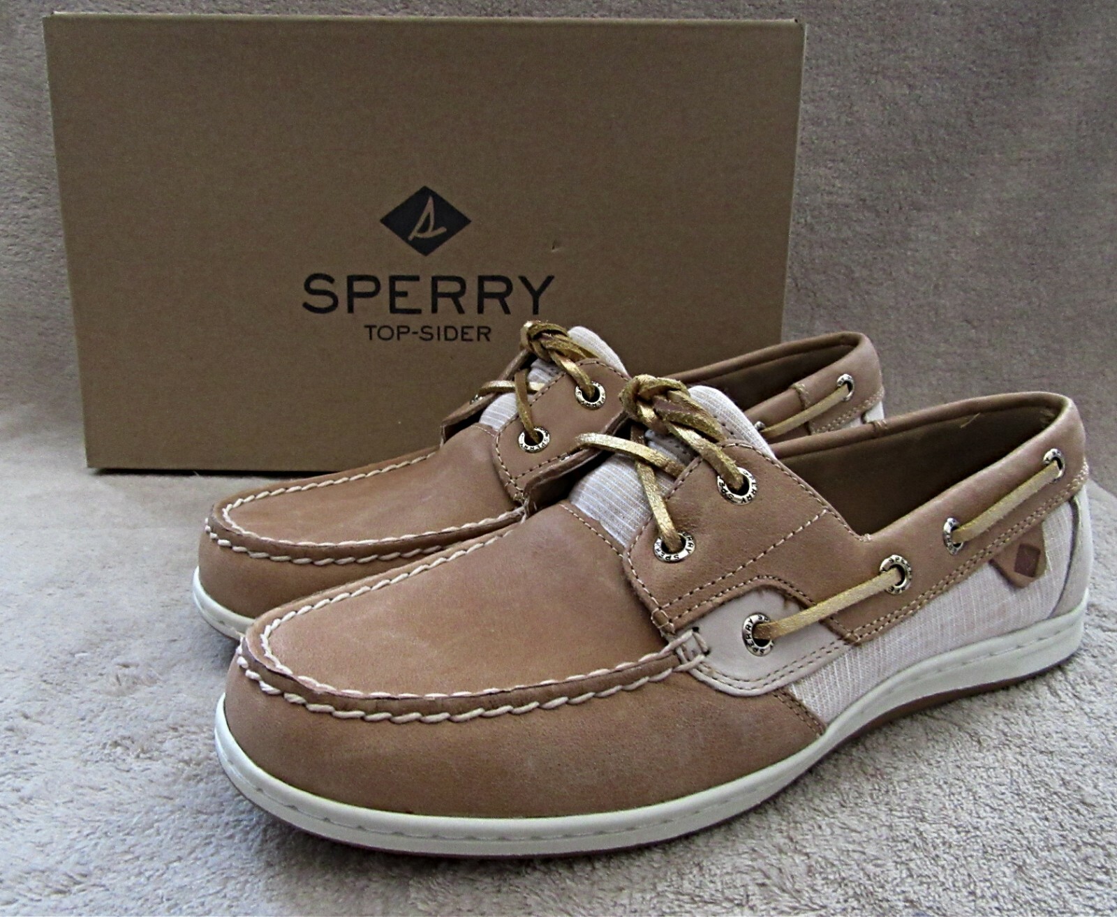 SPERRY Top Sider Koifish Sparkle Linen Leather Boat Shoes US 8.5 M EUR 39.5 NWB
