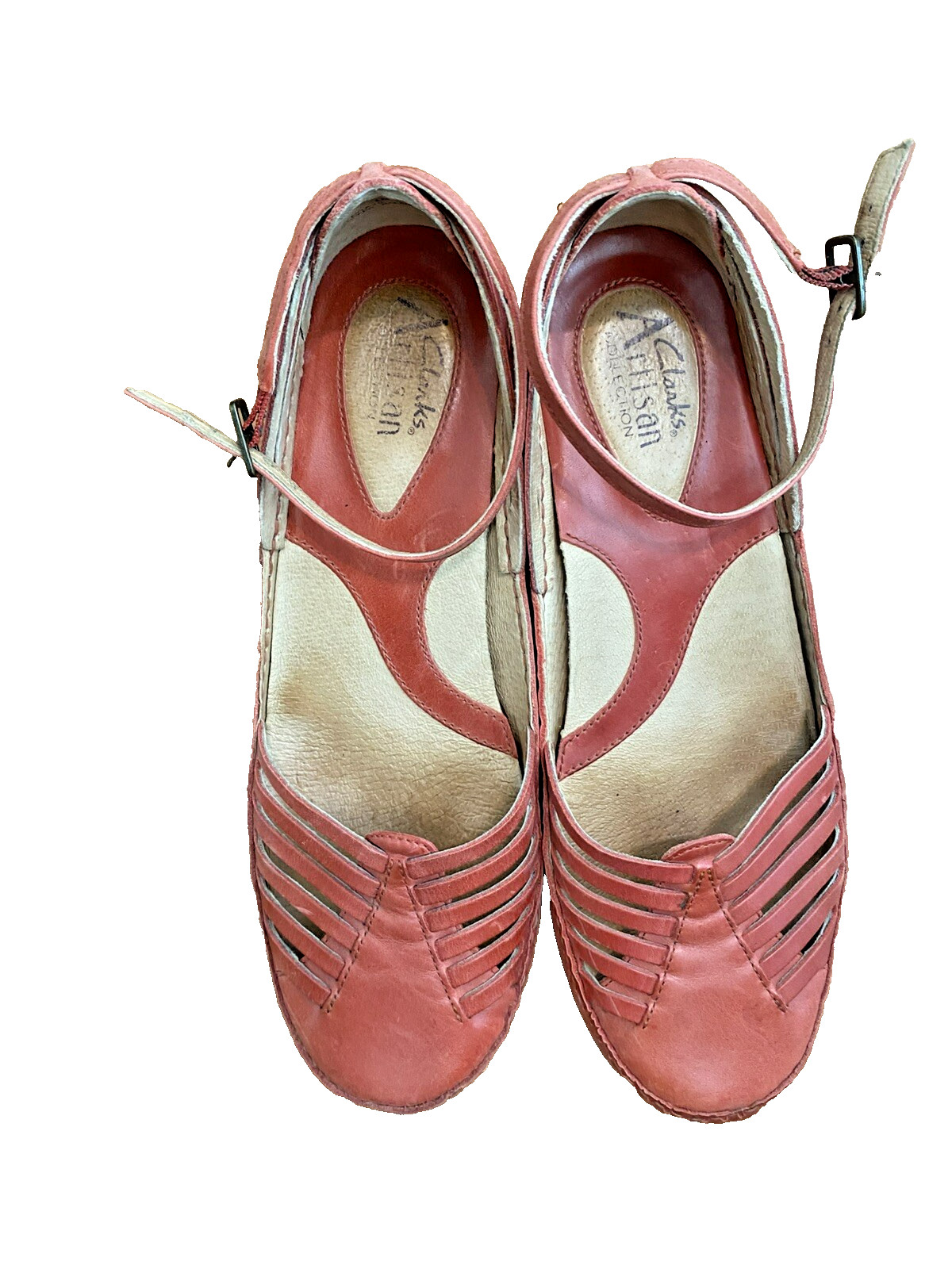 Clark’s Artisan Red Leather Man Made Comfort Shoes Womens Sz 7M