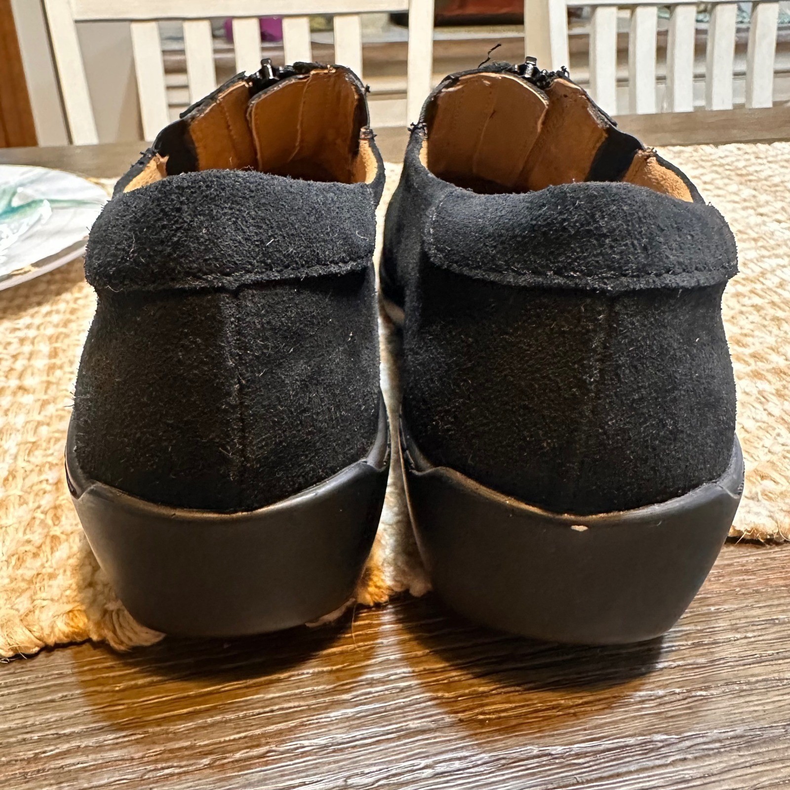 Natural Soul Luxe Black Suede Leather Zip Up Comfort Loafers Shoes Womens 8M