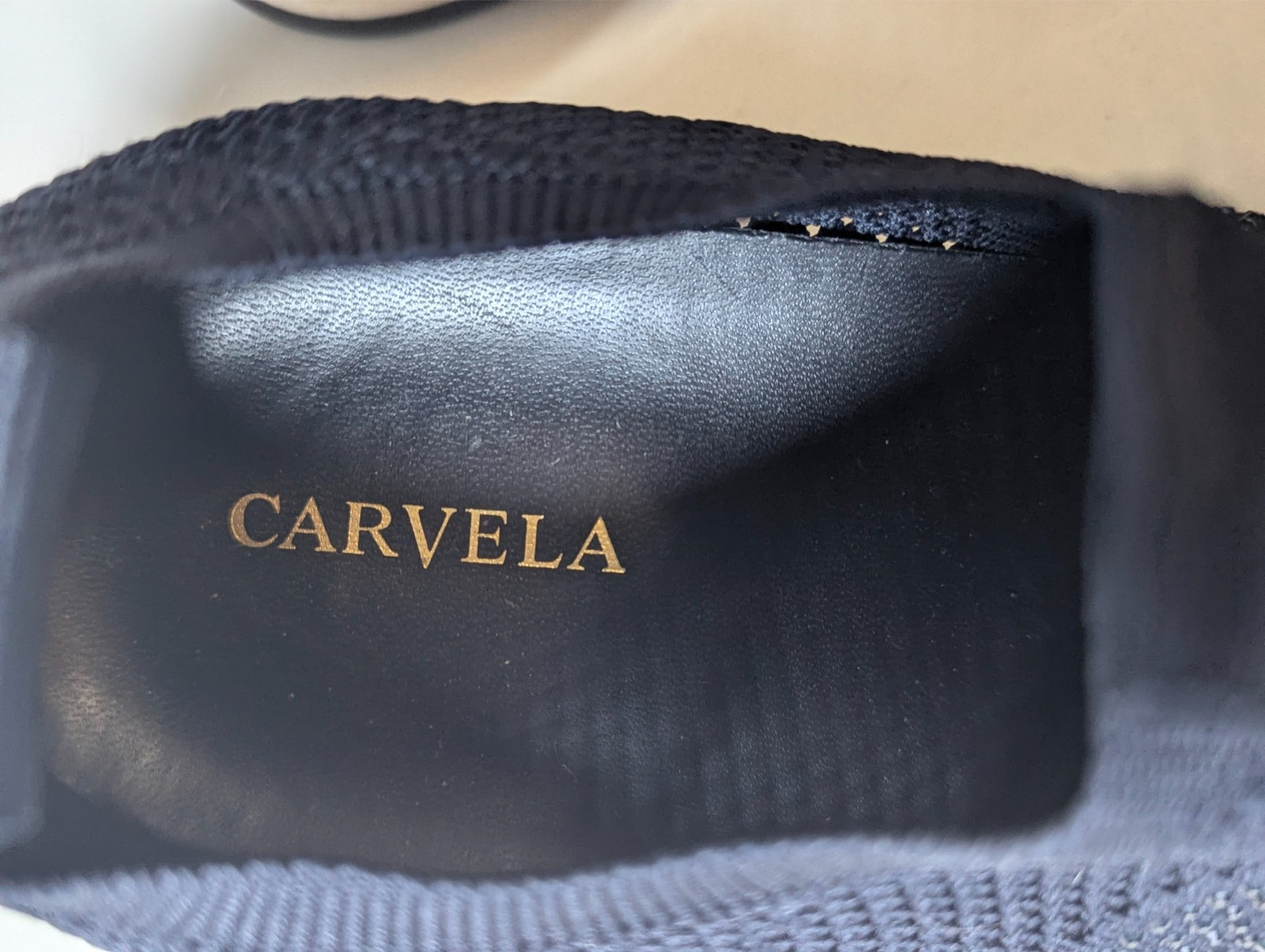 Carvela Janeiro Navy Blue Knit Wedge Sneakers Rhinestone Slip On EU 39 US 8.5