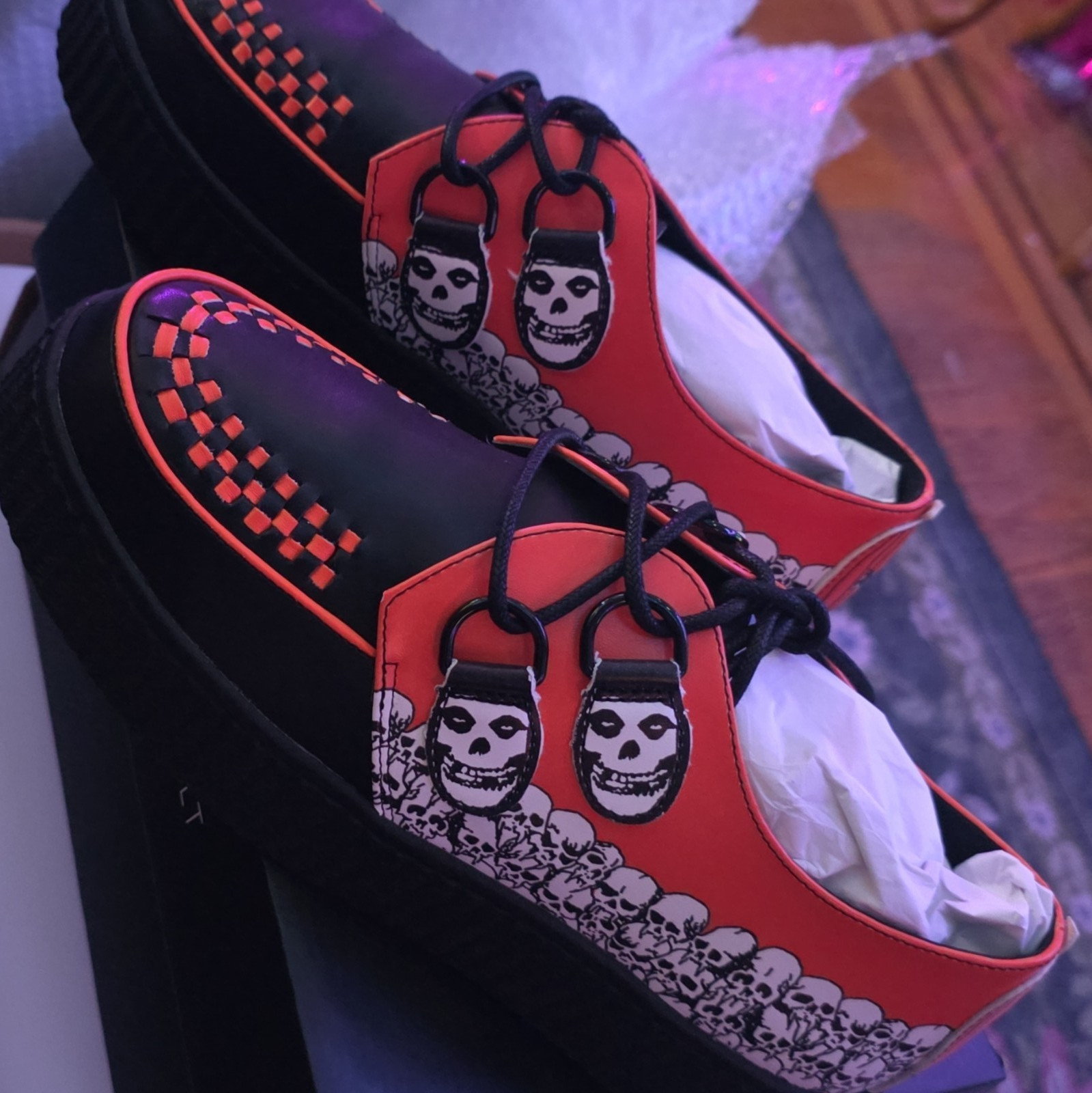 Strange Cvlt Misfits Halloween Krypt Creepers Womens 9 NIB Fiend Skull Orange