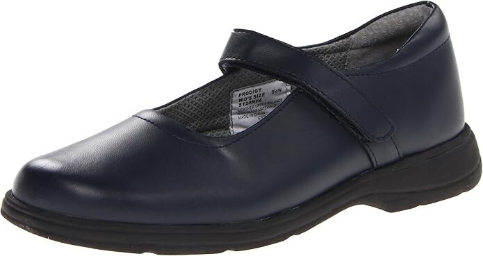 School Issue Prodigy Sz 8 W WIDE EU 39 Women’s Leather Mary Jane Flat Shoes Navy