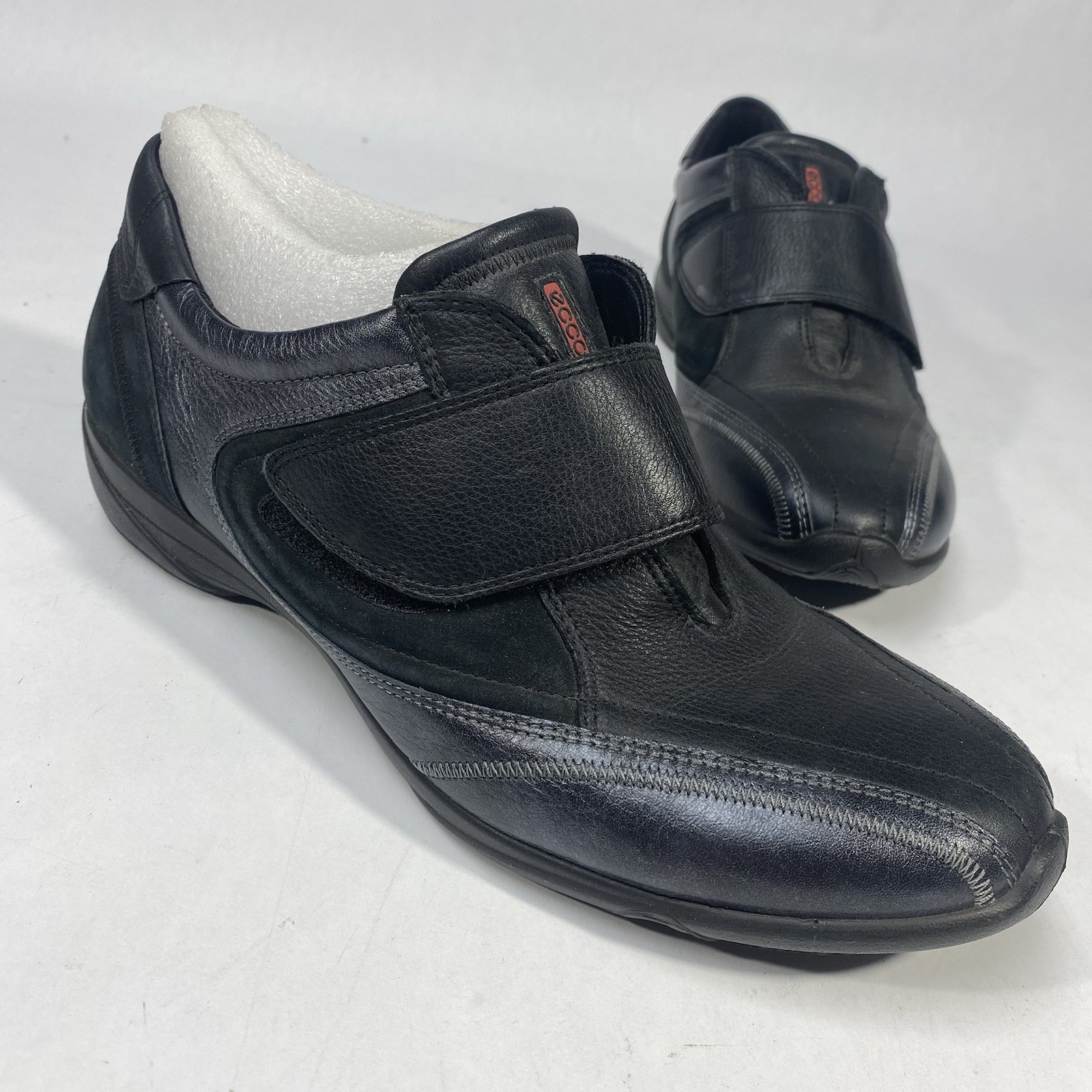 Ecco Shoes Women’s Sz 41 US 10.5 Monk Strap Loafer Black Leather Hook Loop 17523