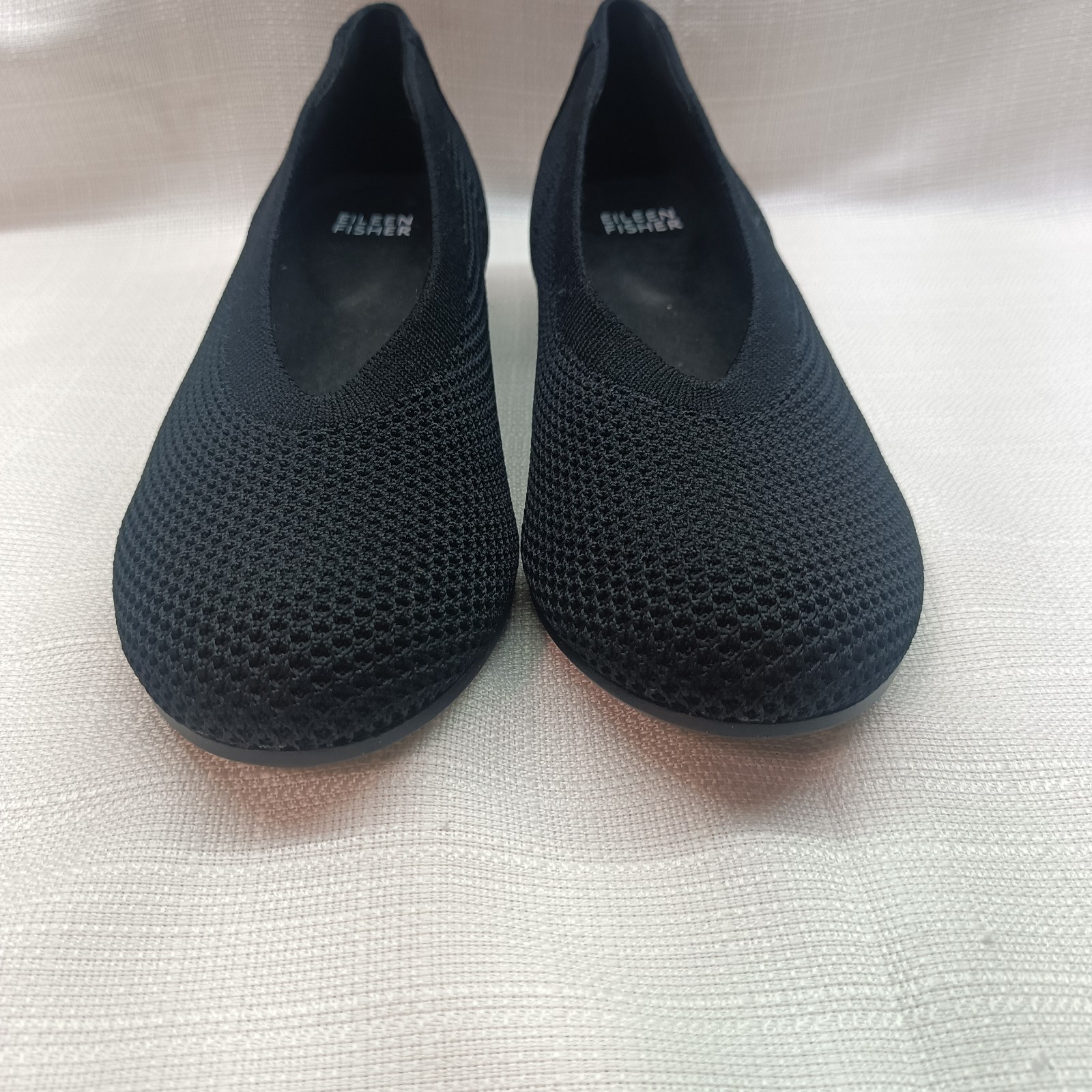 Eileen Fisher Heaven Black Stretch Knit Low Hidden Wedge Ballet Flats Womens 7.5