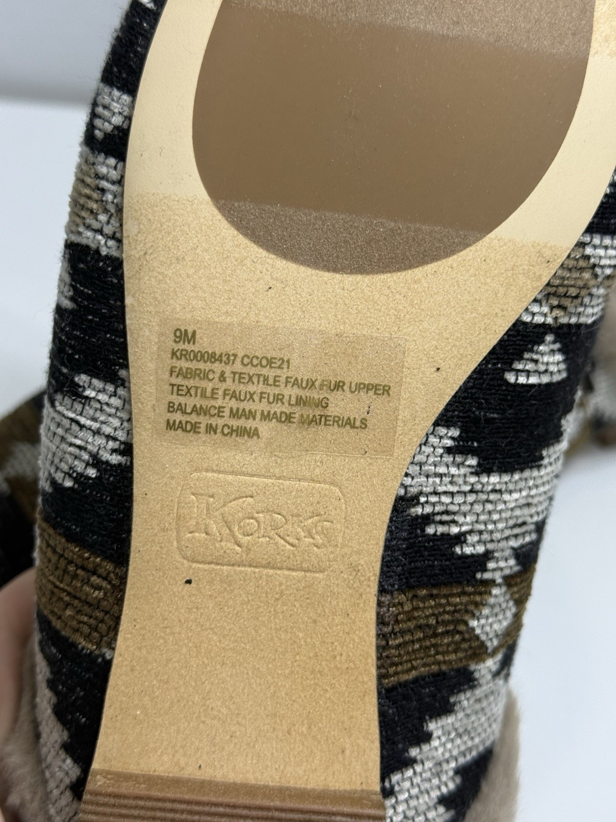 Korks by Kork Ease Size 9M Nile Tan Fuzz Lined Mule Slide Slippers Tan Black NIB