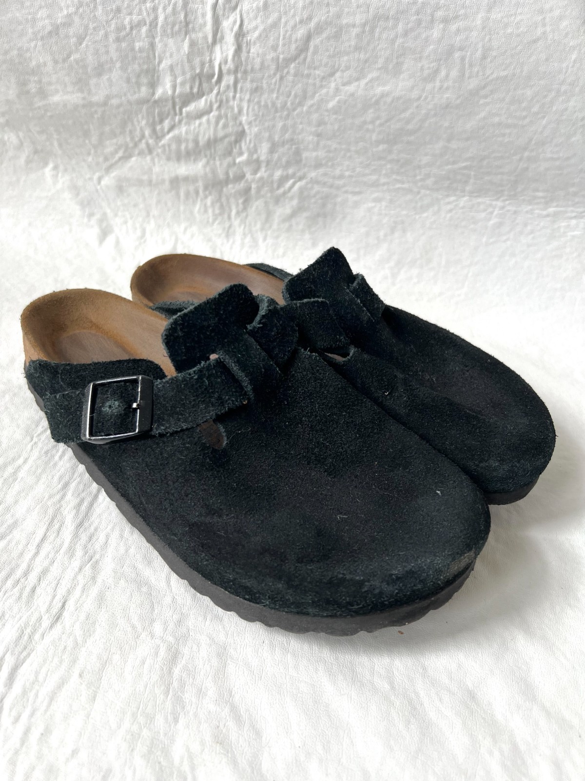 Birkenstock clogs Boston black suede slip on shoes 37 6 6.5 narrow width womens