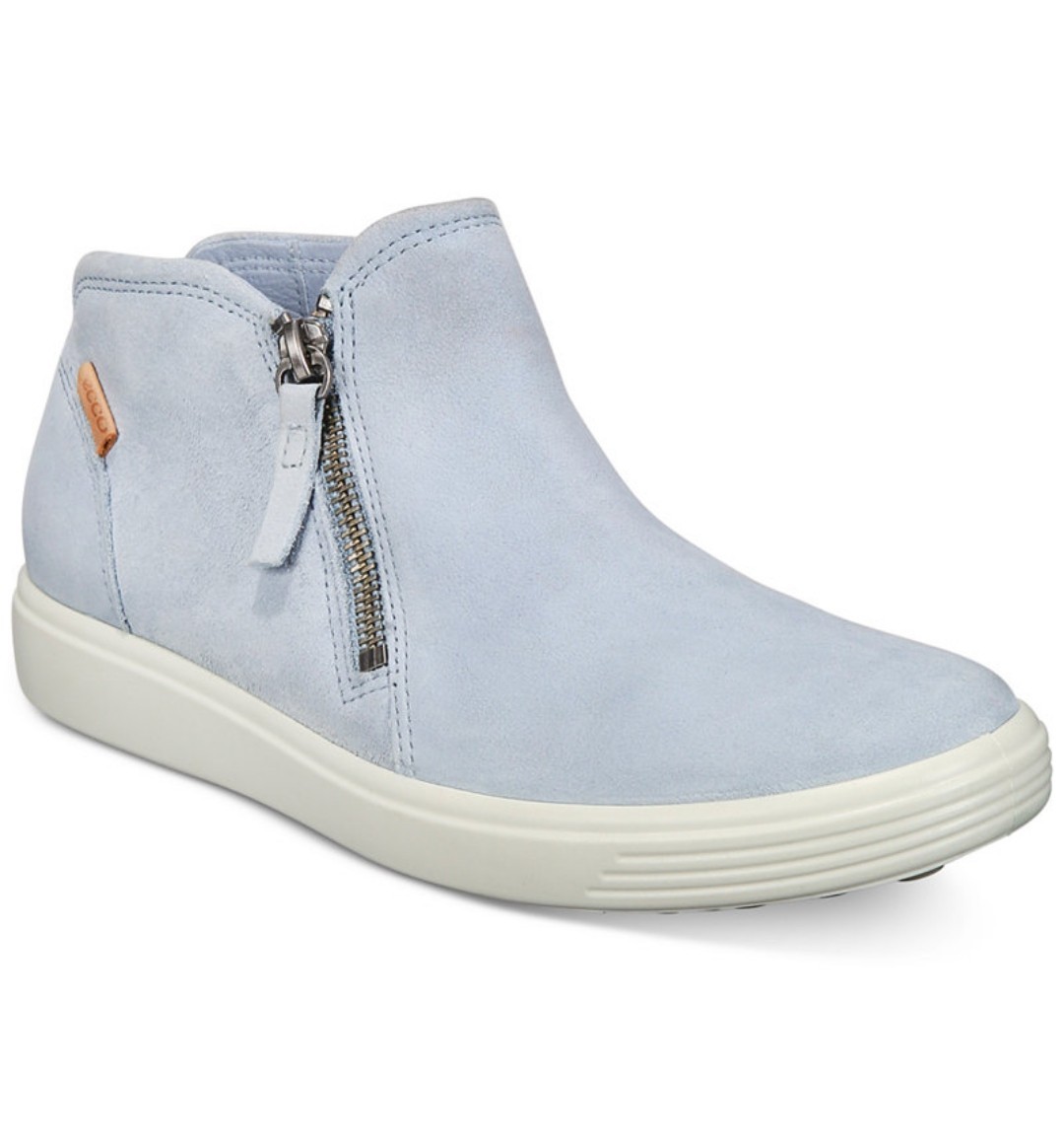 ECCO Women’s Soft 7 Low Cut side Zip Nubuck Bootie Sneakers Dusty Blue US 6-6.5
