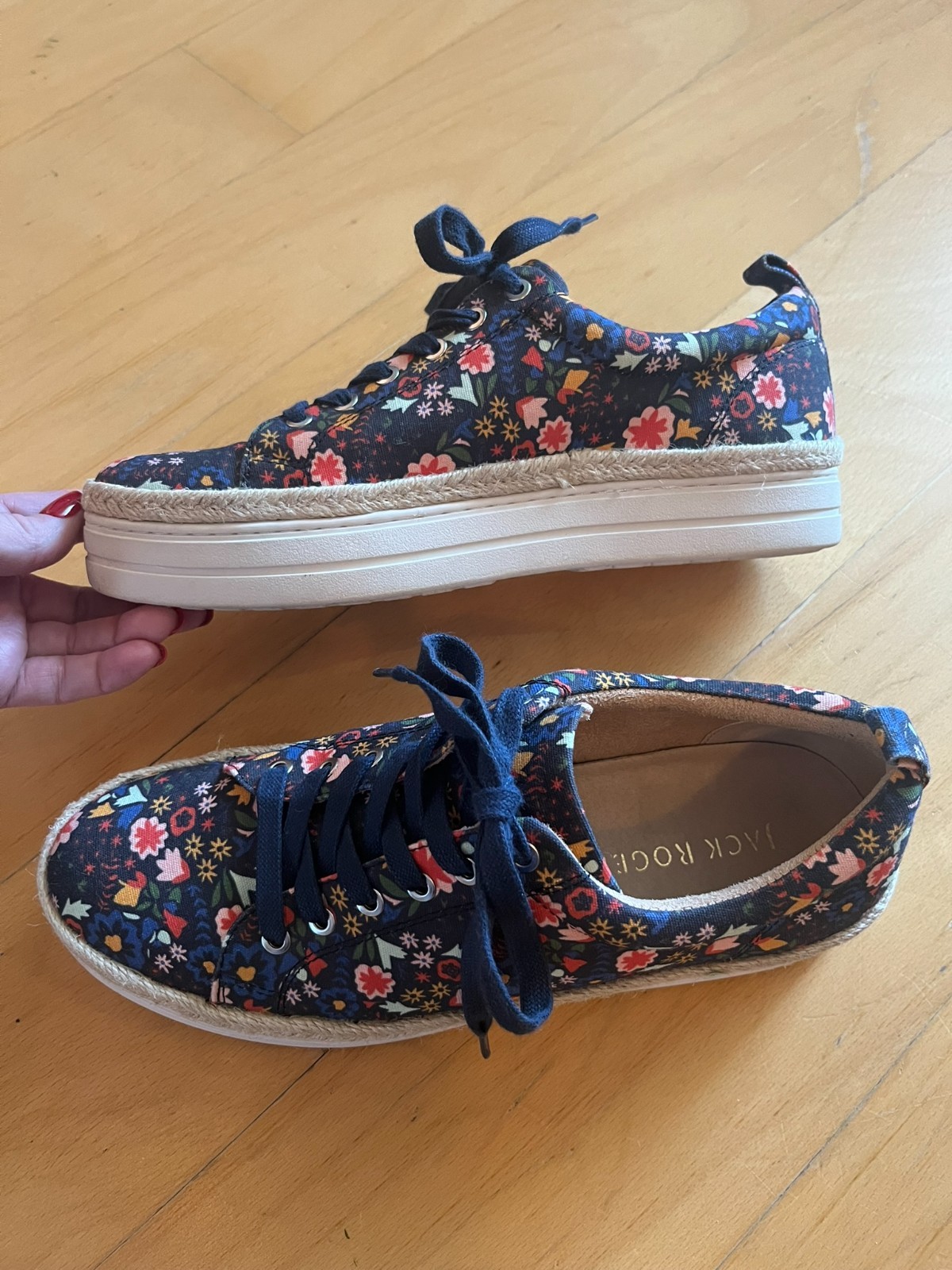 Jack Rogers Mia Floral Print Platform Espadrille Sneakers Size 9