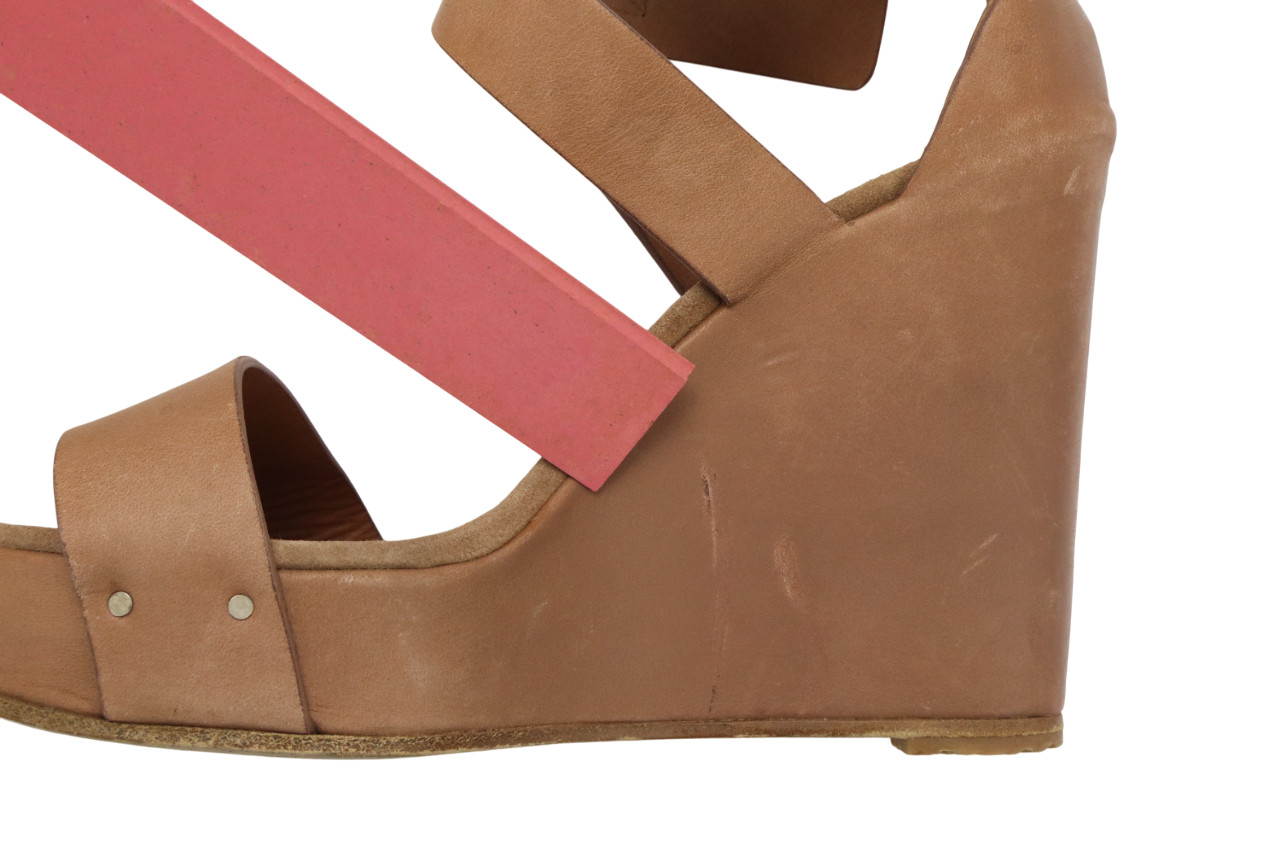 Brunello Cucinelli Shoes Womens Eu 39 Leather Wedge Sandals Beige