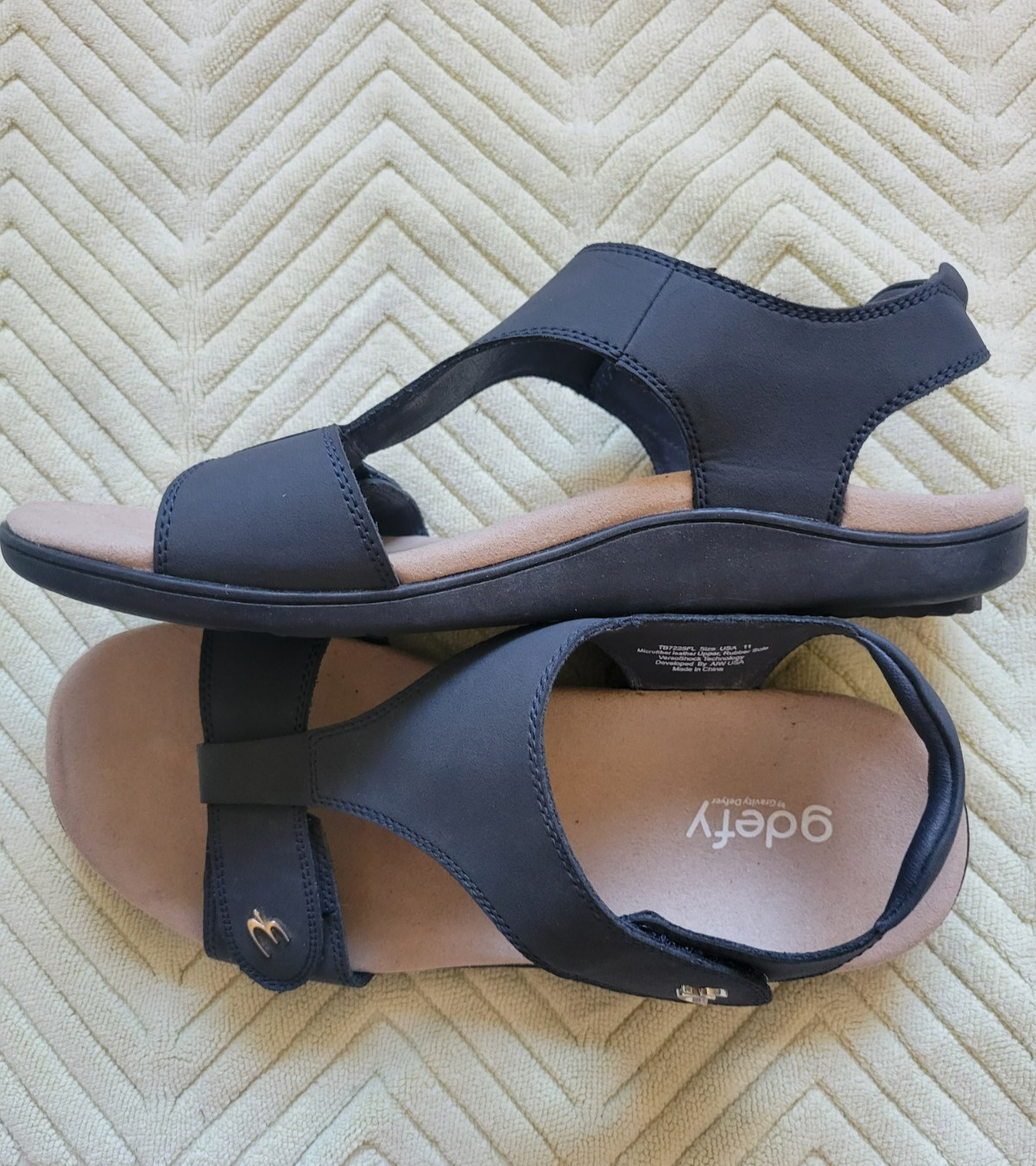 Gdefy Sandals Blue Dyvor VersoShock Orthotic Hook Loop T Strap Comfort SIZE 11 .