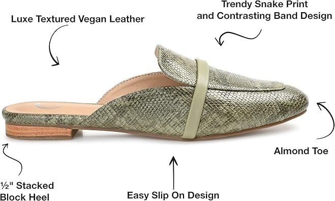Journee Collection Womens Mules Size 10 Snake Print Reneye Almond Toe Slip-On