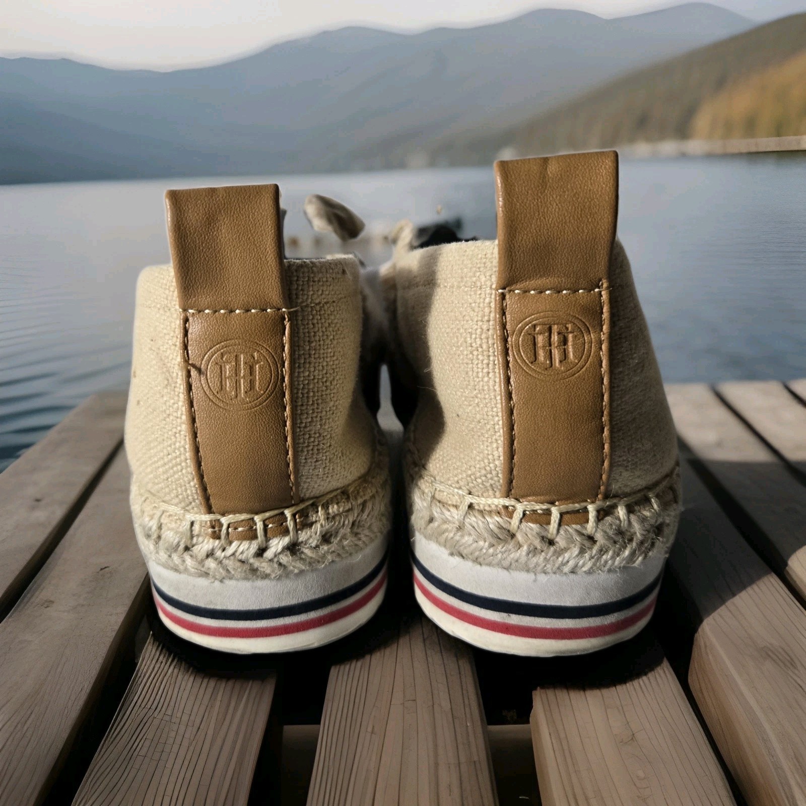Tommy Hilfiger Espadrilles Tan Canvas 7.5M Comfort Shoe Slip On