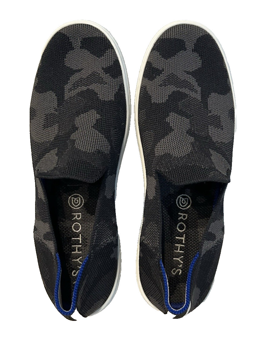 Rothy’s The Original Women’s Gray Camo Flat Knit Sneakers Slip On Sz 8 Comfort