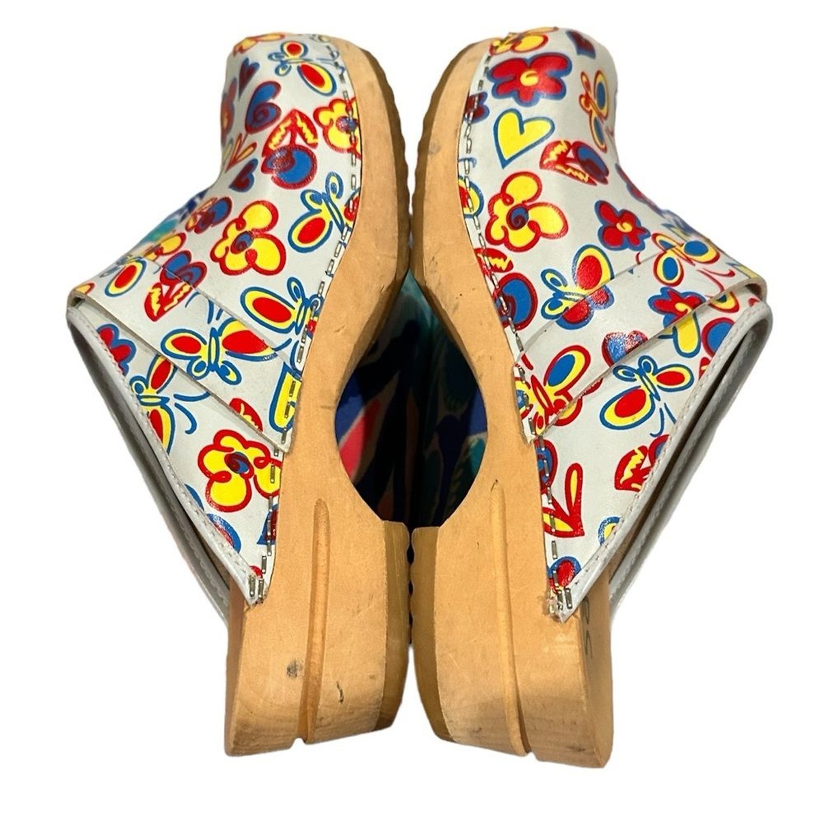SANITA FLORAL HEARTS BUTTERFLY OPEN BACK WHIMSICAL CLOGS MULES