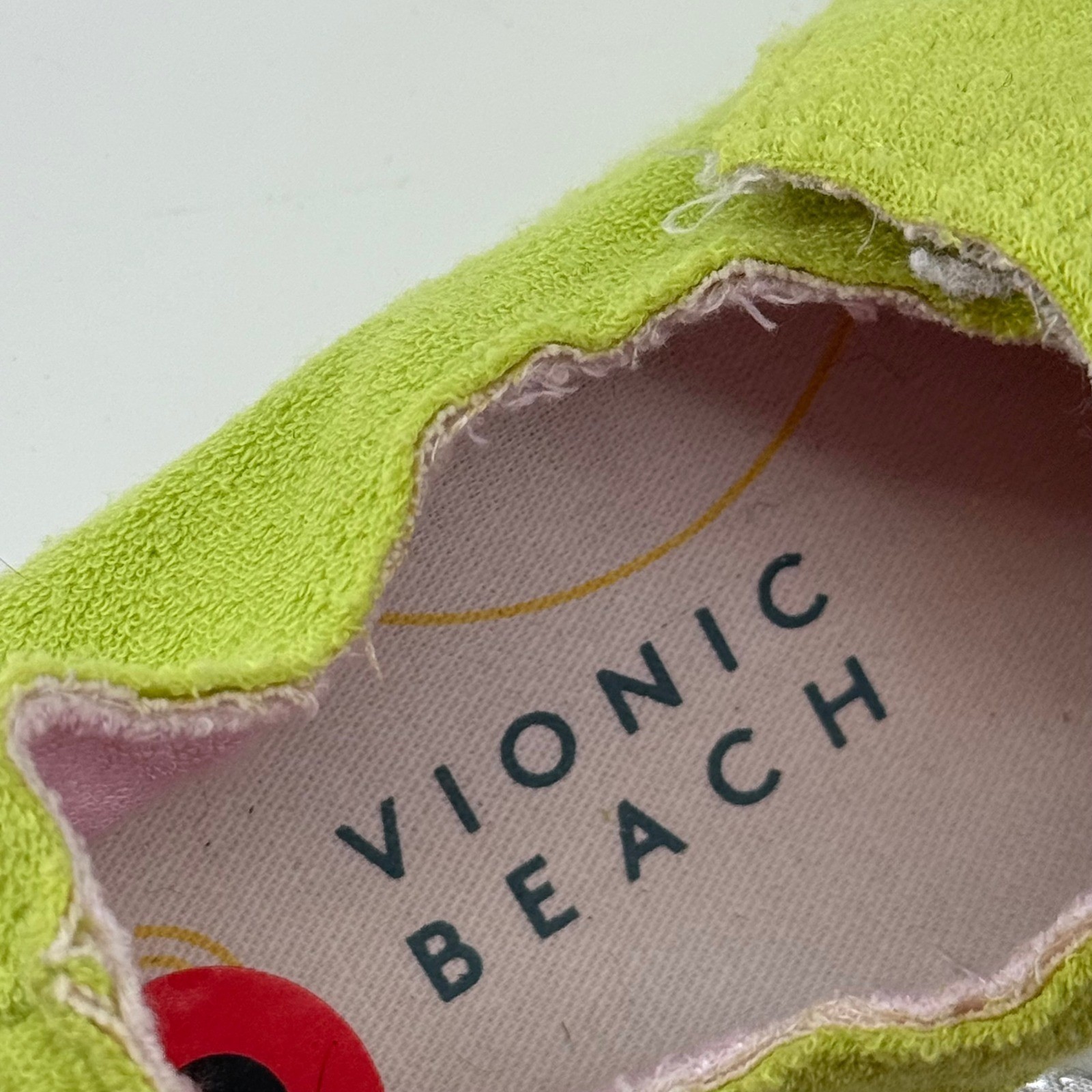 Vionic Beach Malibu Womens 6 Lime Green Terry Cloth Slip On Sneaker Vegan NEW