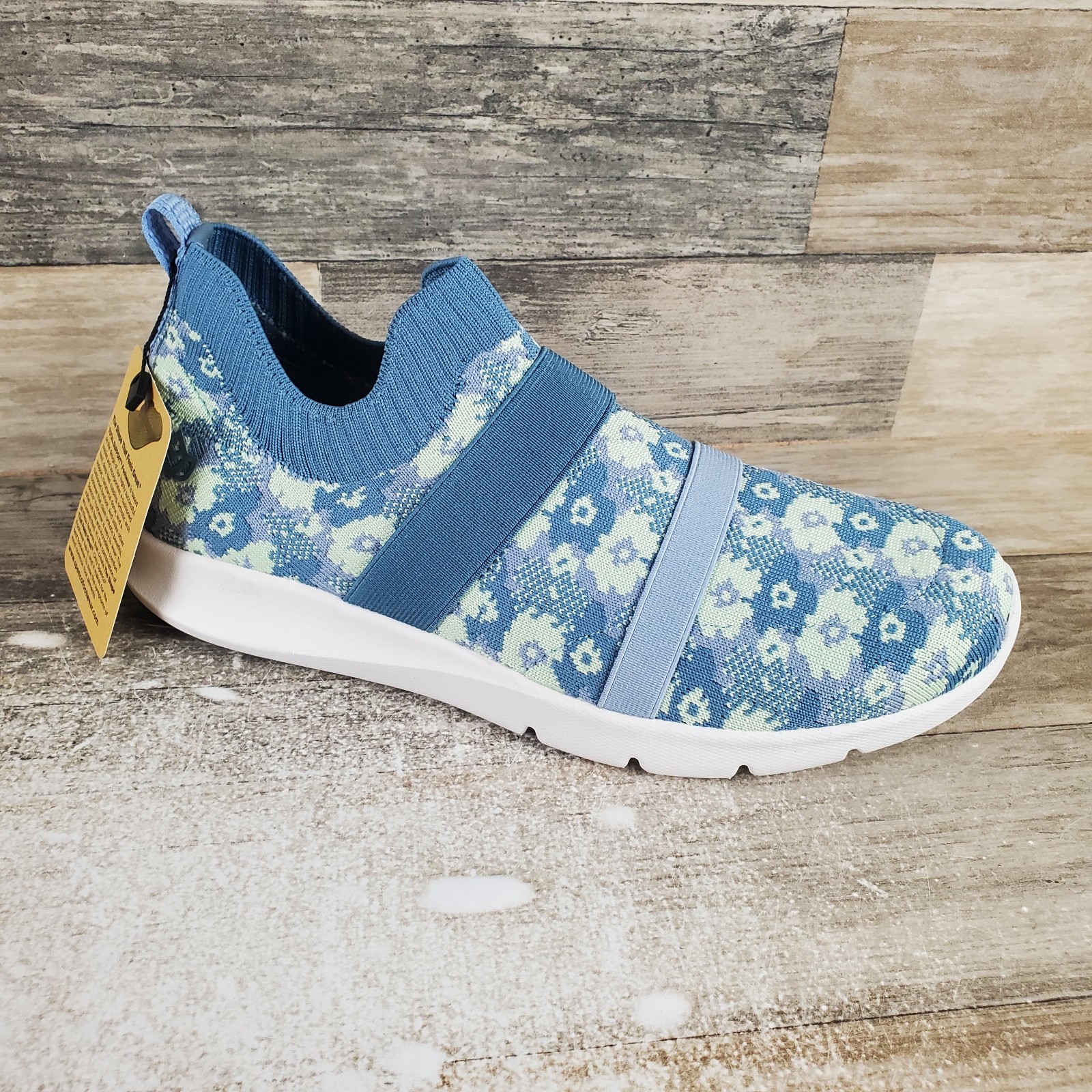 Spenco Karma Women Shoe Sz 9 D Running Blue Stone Stretch Floral Slip On Sneaker
