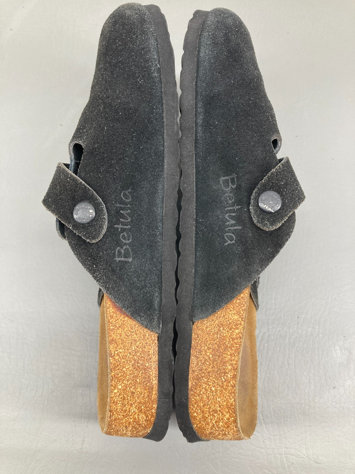 Birkenstock Womens Betula Boston Sandals Size 41 US 10 Narrow Black Suede Mules