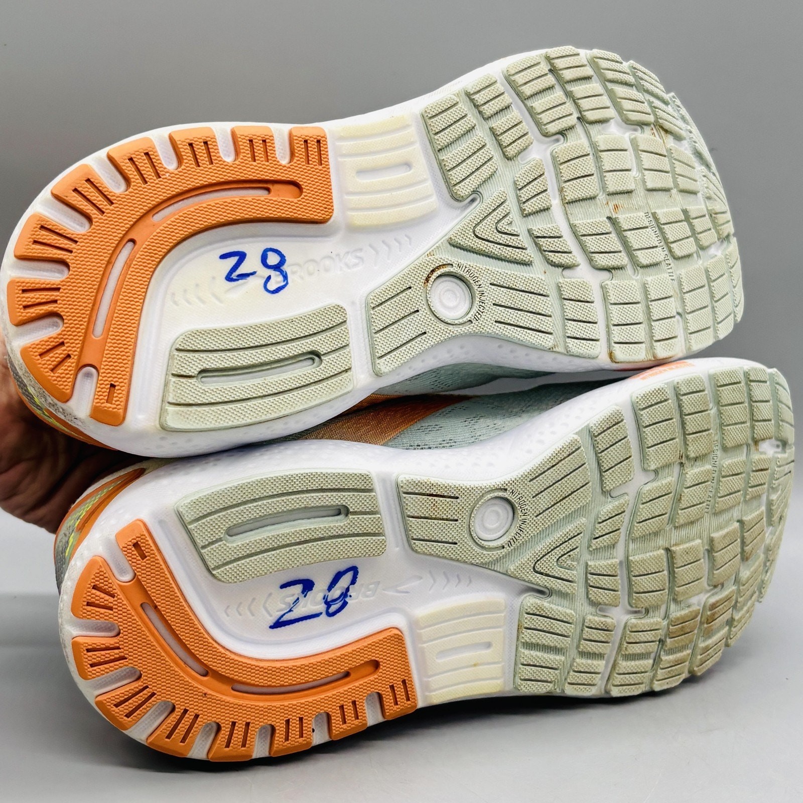 Brooks Shoes Womens 9.5 Green Orange Mesh Ghost 16 Road Running Athletic Sneaker