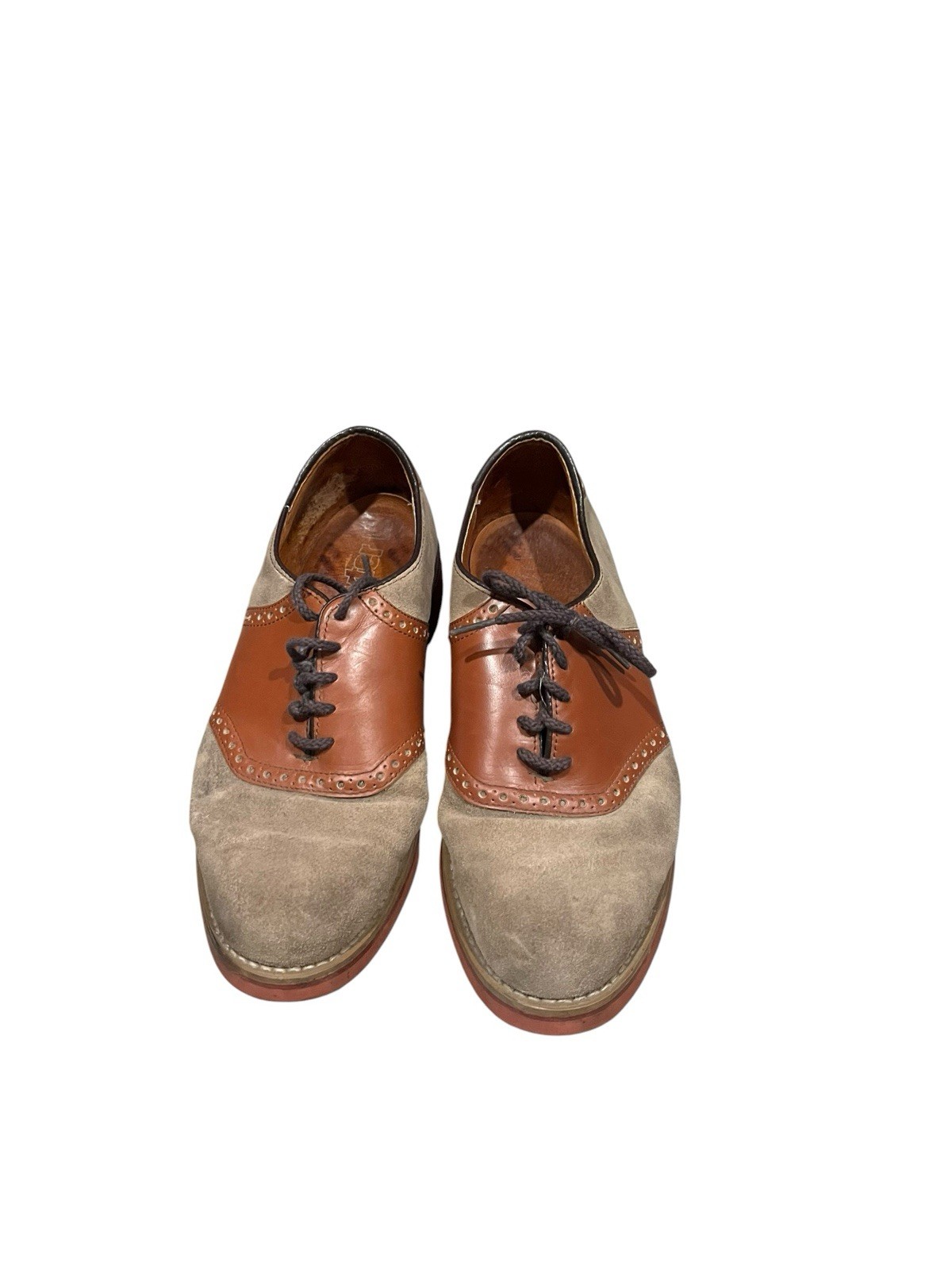 Vintage Dexter Saddle Oxford Shoes Brown Tan Leather Suede USA Womens 7.5W