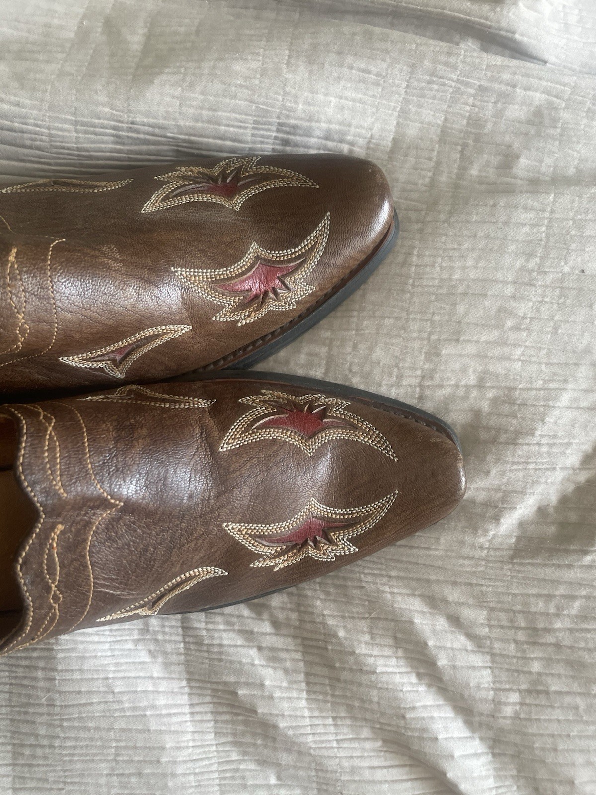 Ariat Manzanita Brown Red Stitched Leather Western Ranch Mule Women US 8.5B Boho
