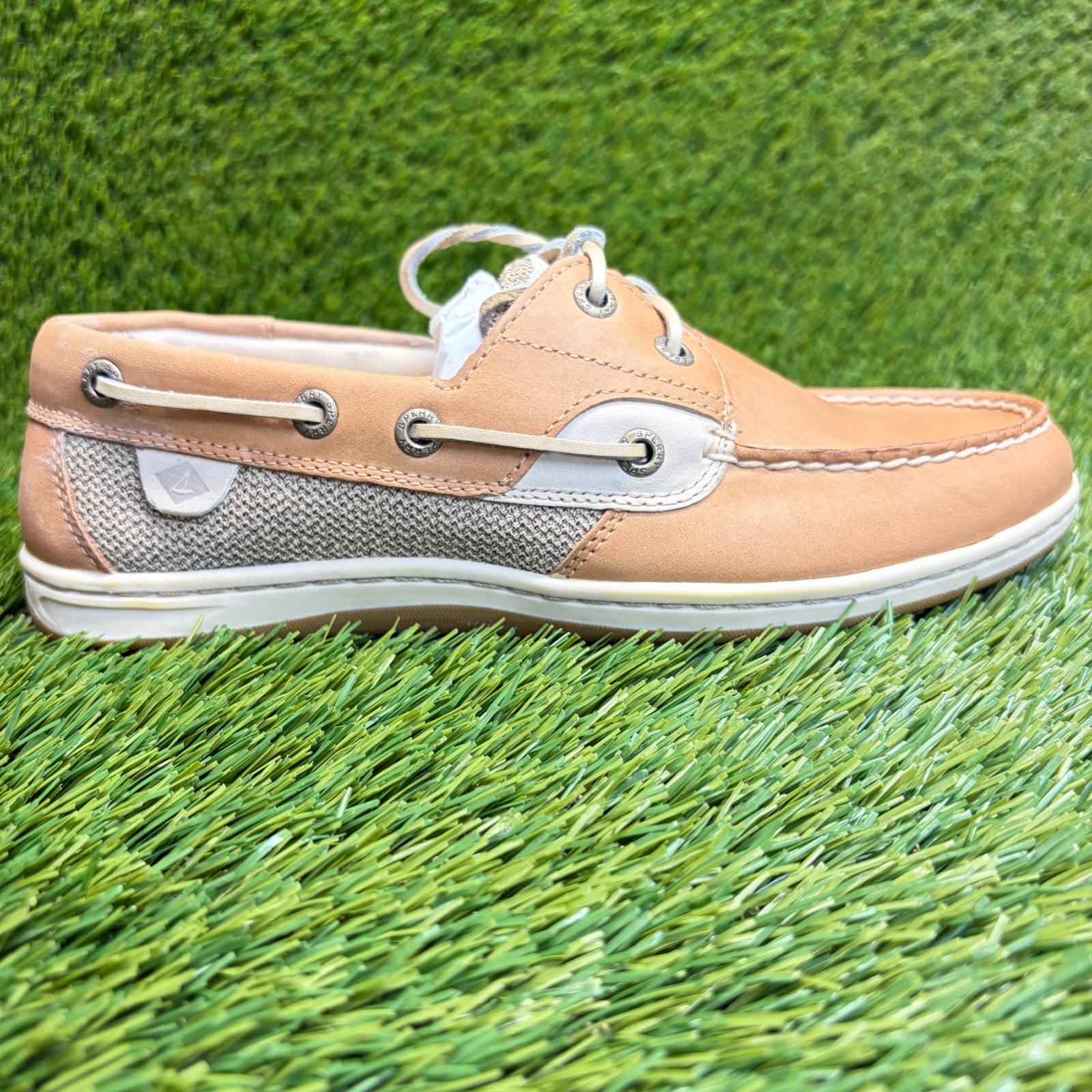 Sperry Koifish Womens Size 7 Brown Beige Outdoor Leather Slip On Boat Shoes