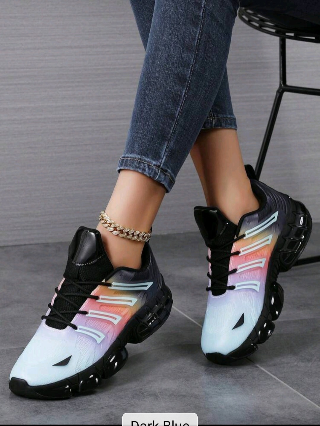 Fall/Winter Women’s Premium Colorful Rainbow Low-Top Lace-Up Sneakers, Classic