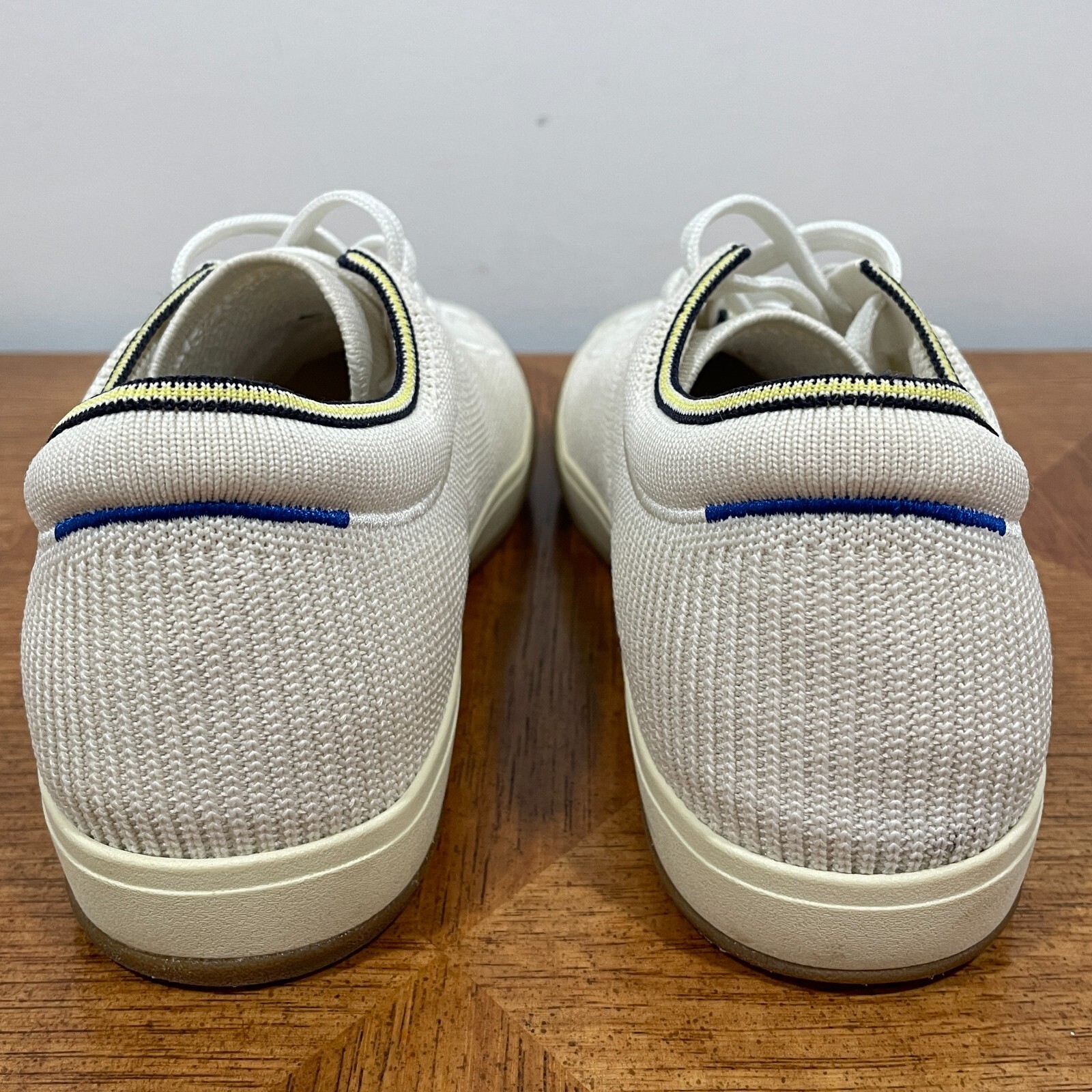 Rothy’s The Lace Up Sneaker Womens 9 Blonde Ivory Knit Comfort Low Top Shoes