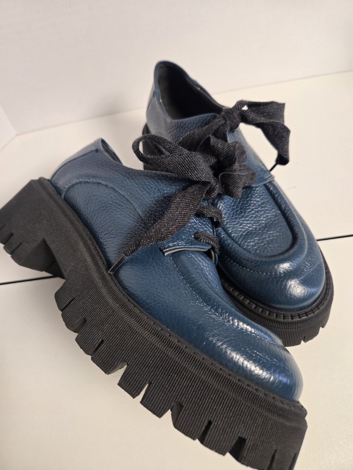 All Black Brand Women’s Oxford Chunky Platform Shoes Lace Up Size 38 Eur US 7.5