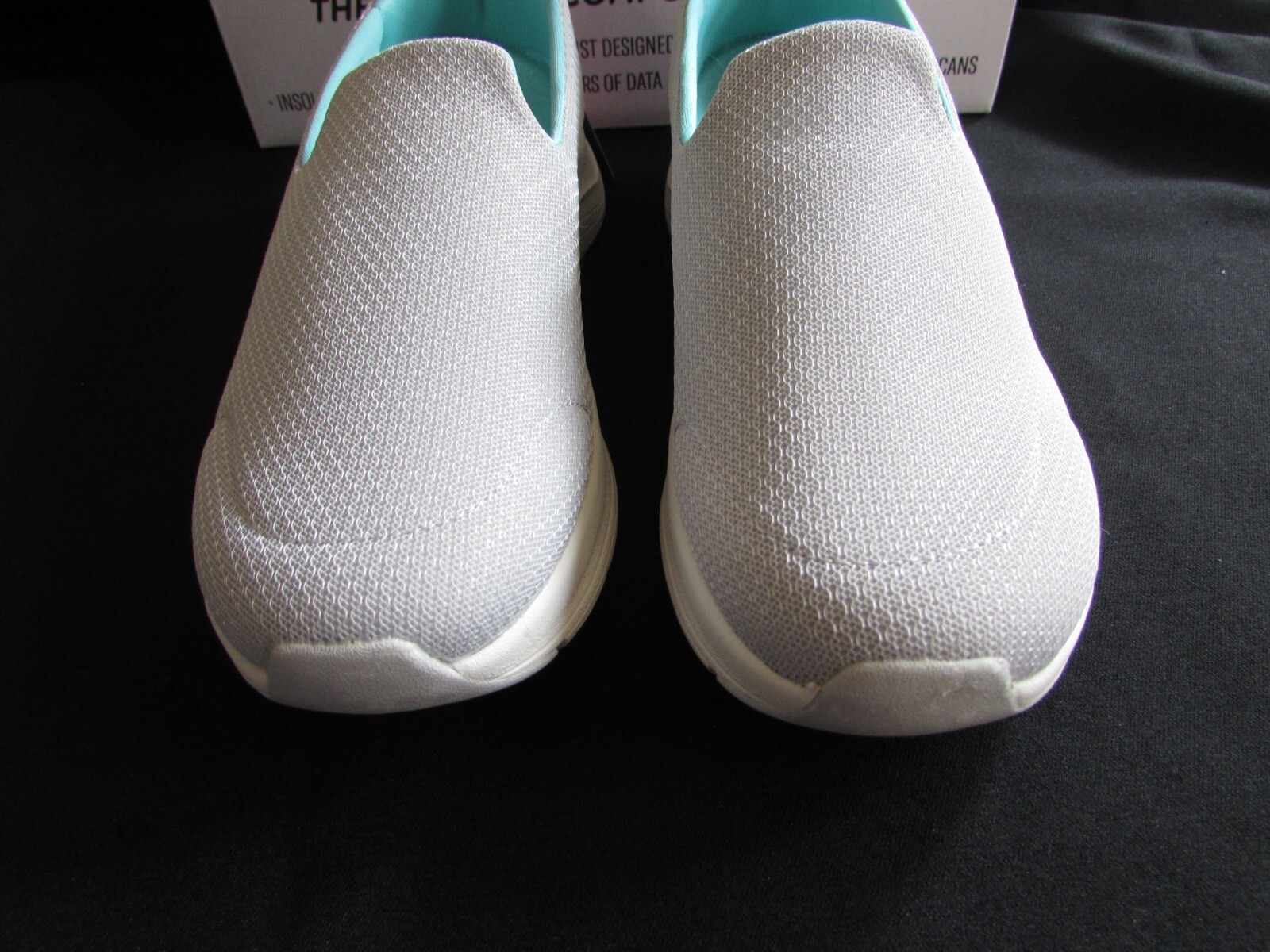 Skechers Ladies’ Arch Comfort Athletic Slip On Shoe Gray/Teal Synthetic Size 7.0