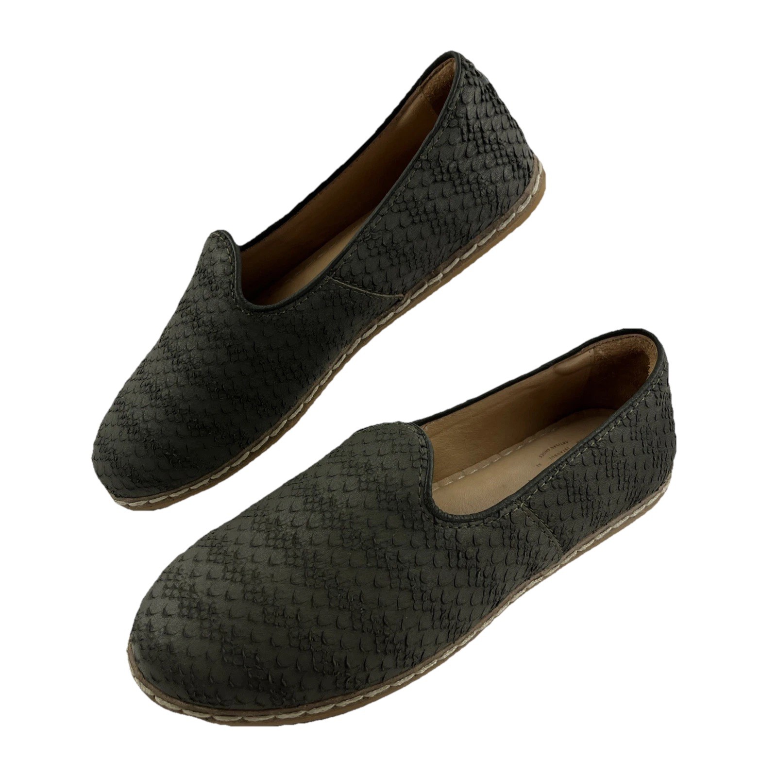 Charix Classic Women’s Wild Charcoal Textured Leather Loafers Sz 37 US 6.5 – 7