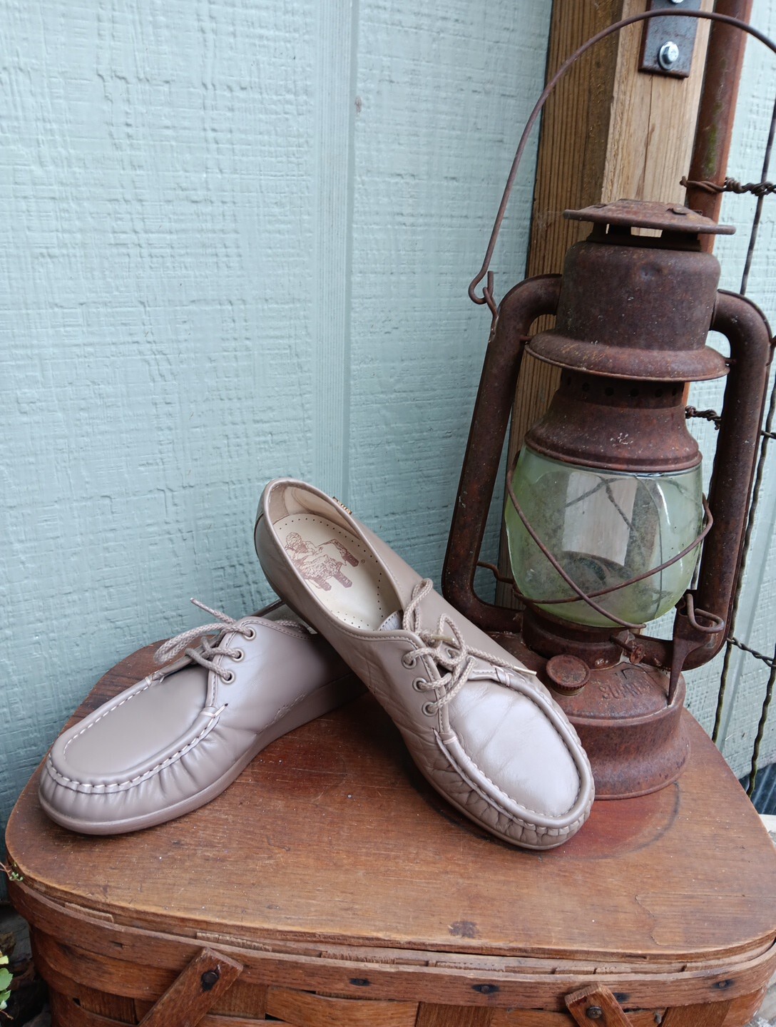 SAS Womens 10N Taupe Leather Lace-Up Shoes Siesta Comfort USA Grandma