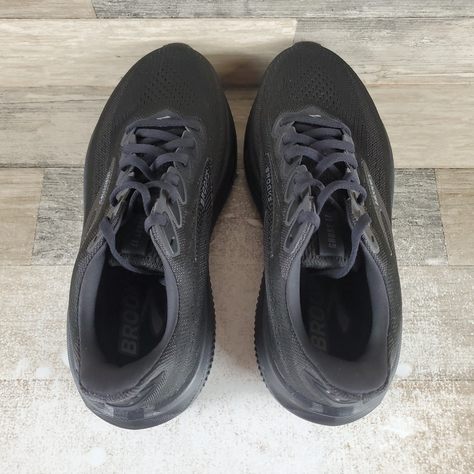 Brooks Ghost 17 Womens Shoes Sz 9 2E Running Black Ebony Mesh Lace Up Sneakers