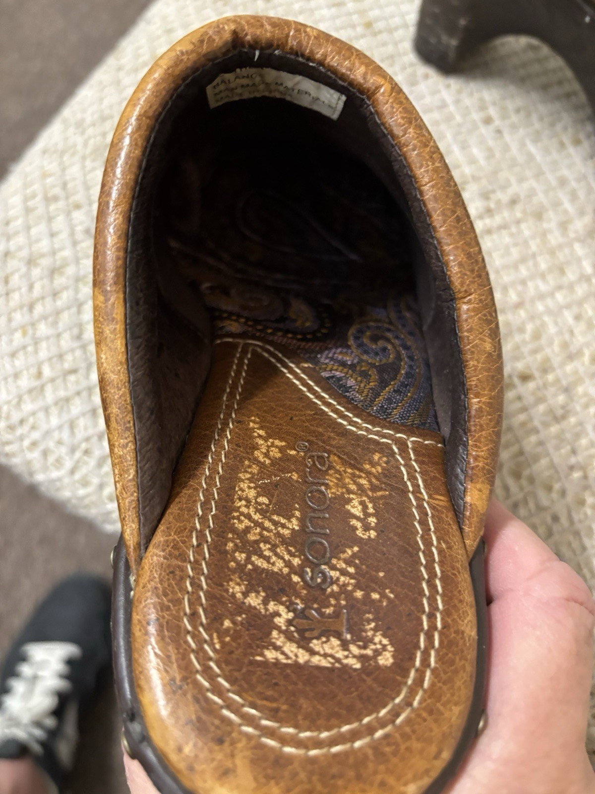 Sonora Western Clogs Brown Leather Mule Cowboy Vintage Bohemian Shoes 7.5 M