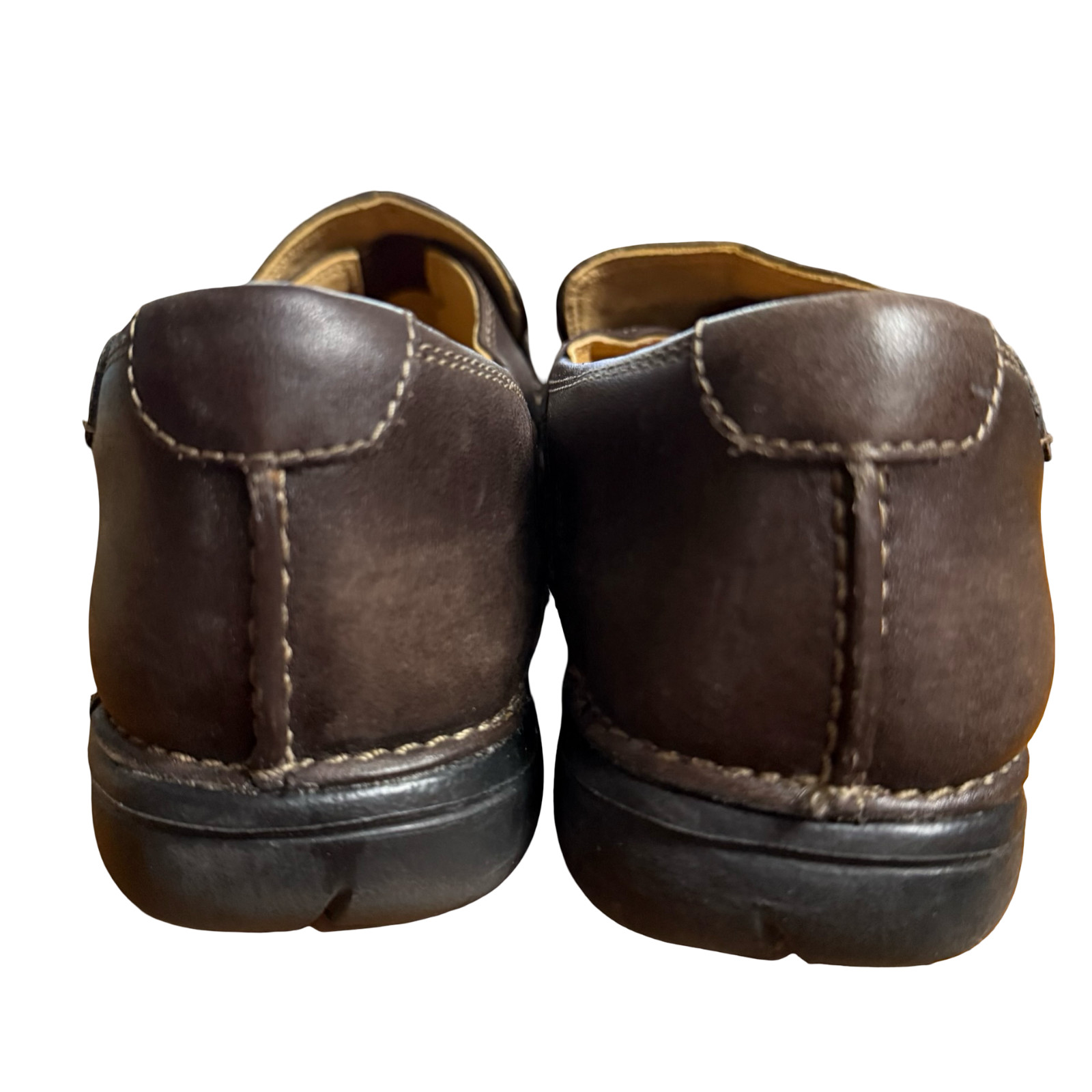 Clarks Un Loop Unstructured Dark Brown Leather Loafers Slip On Comfort Shoes 8 W