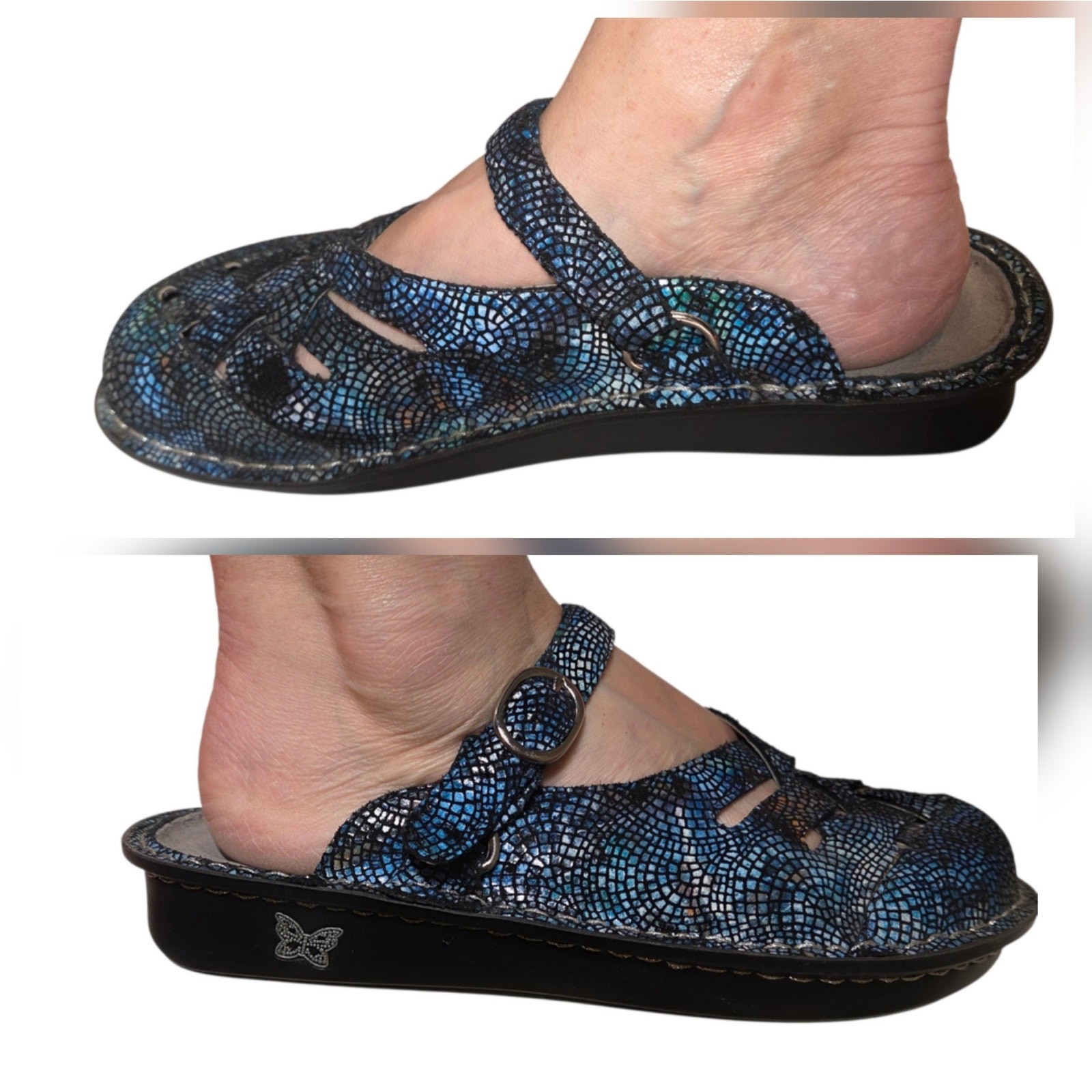Alegria by PG Lite Freesia Clogs, Sandals, or Mules Metallic Peacock Blue sz 42